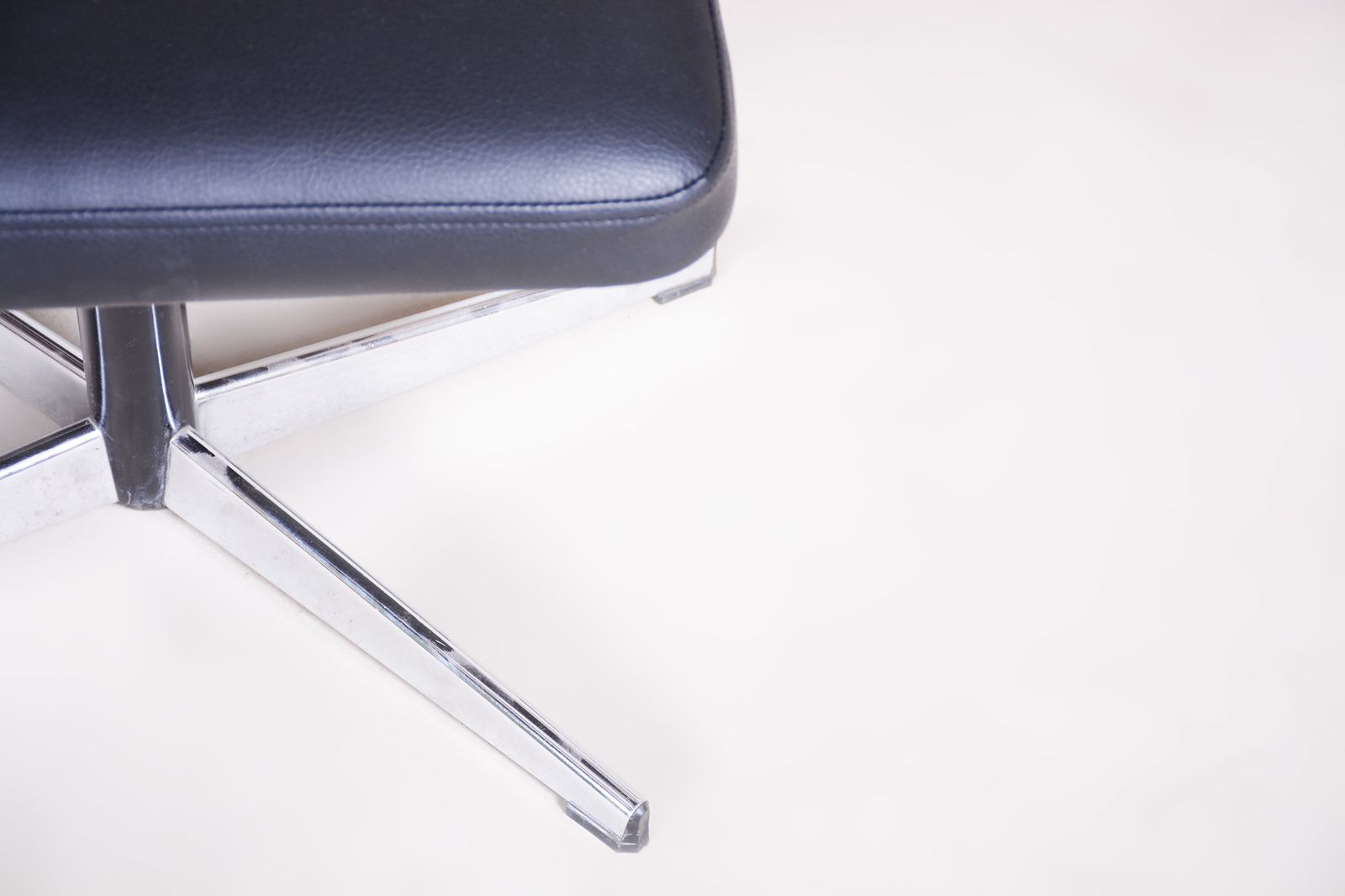 Vegan Leather Bauhaus Swivel Chair With Foot Stool. Made In 1960s Czechia photo for sale