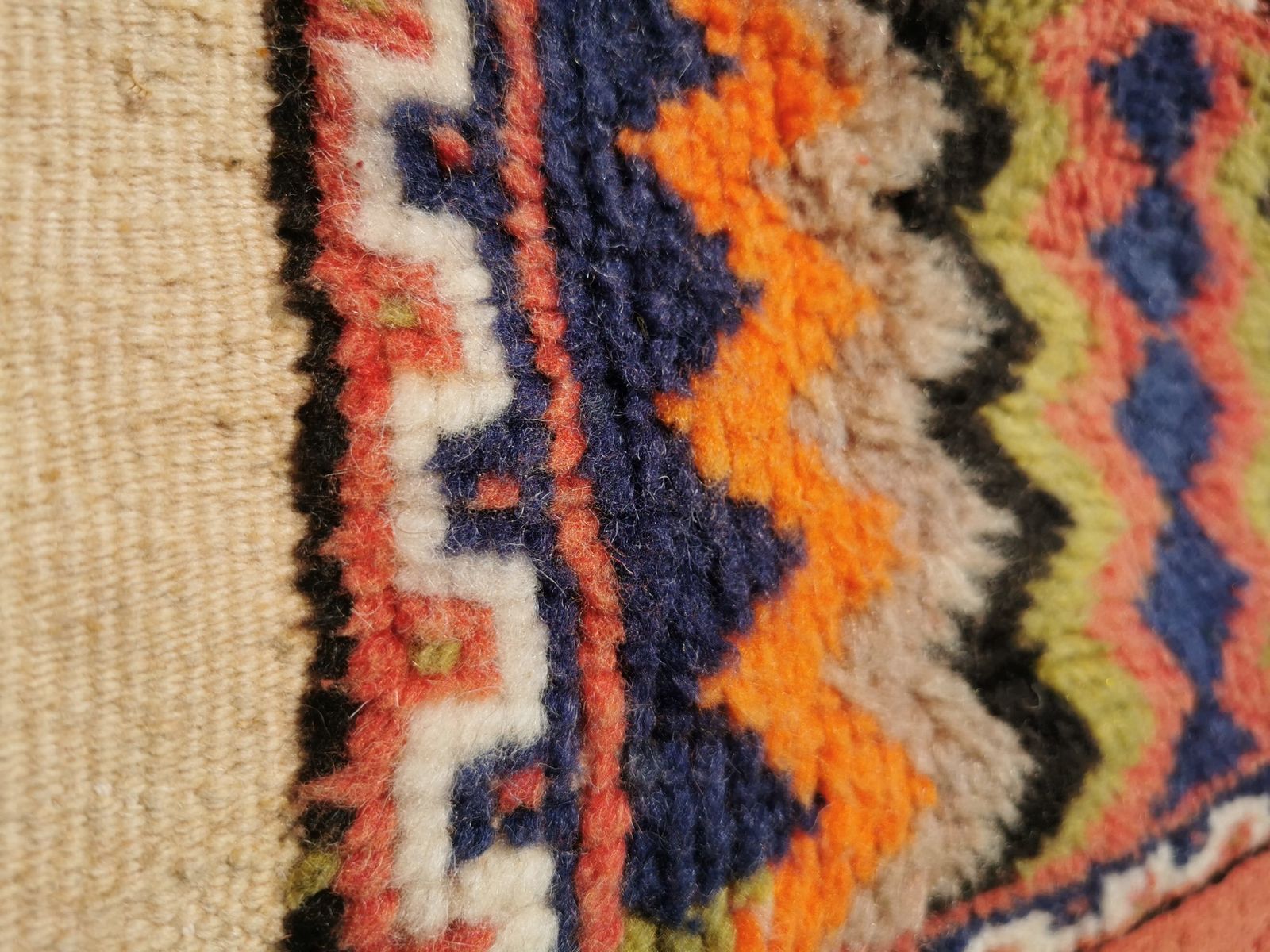 photo furniture Vibrant Moroccan Square Berber Rug Hand Woven Camel Hair.