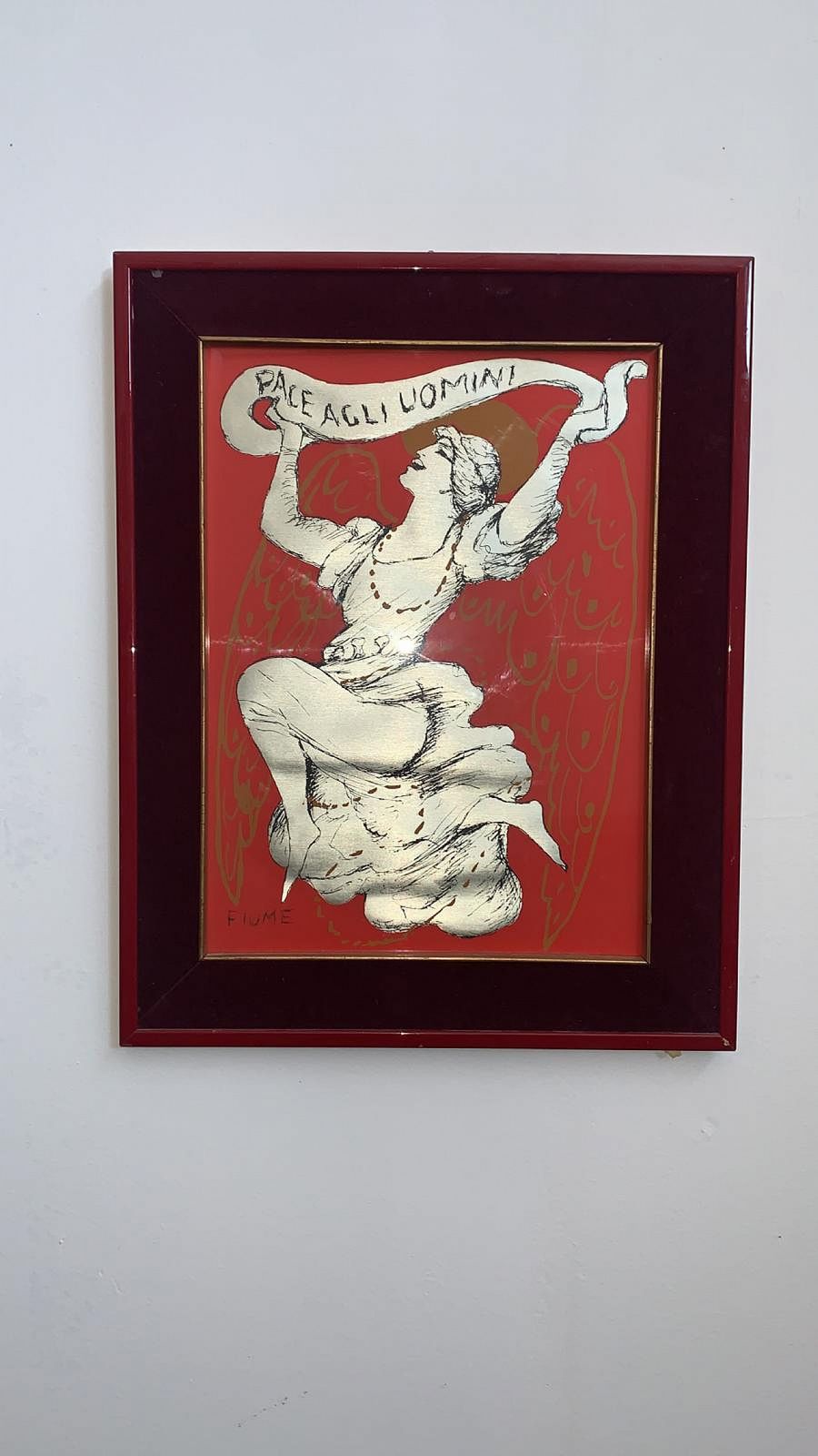 Lithograph On Metal Foil Peace To Men By Salvatore Fiume, 1960s photo for sale