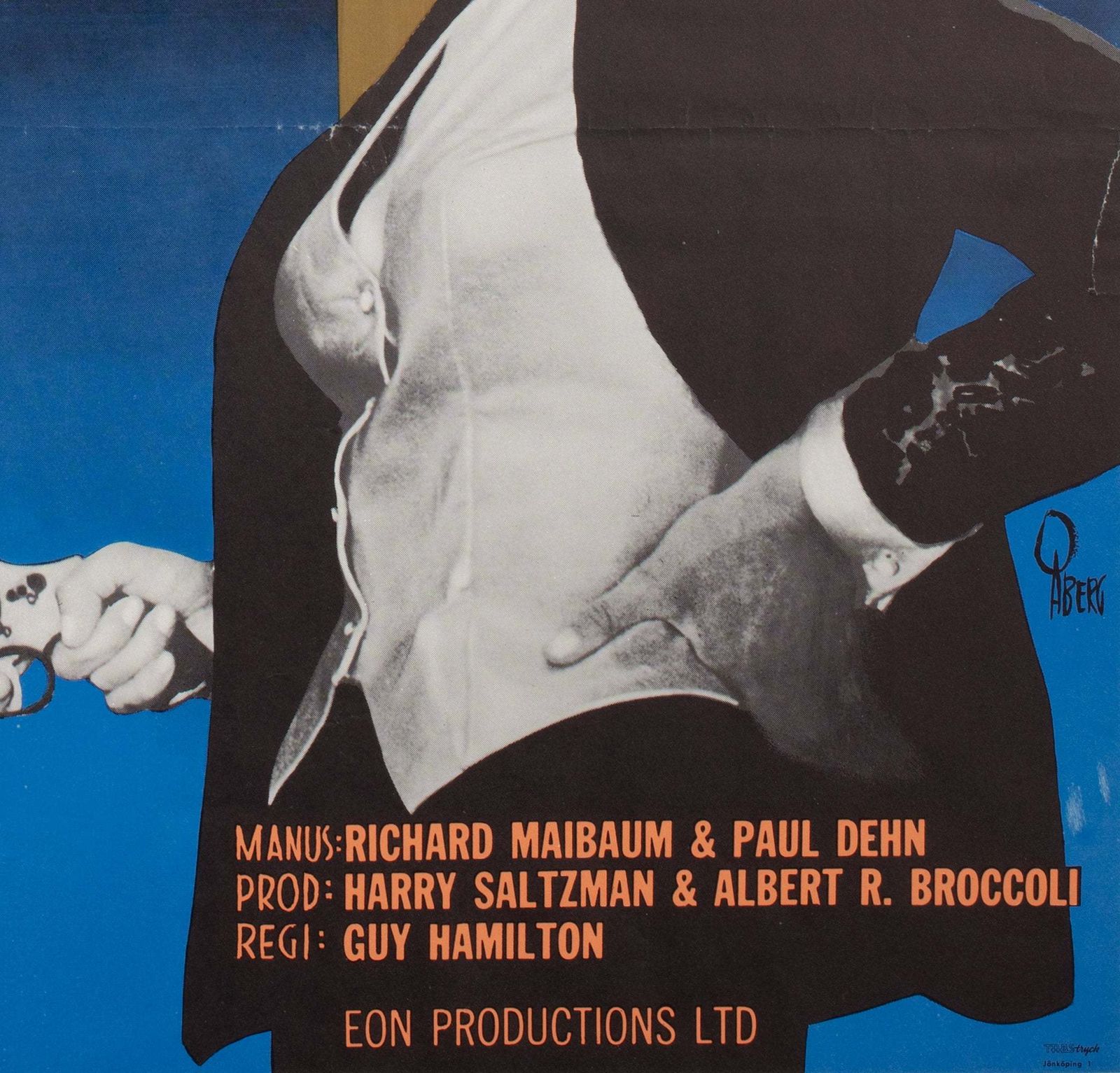 Goldfinger 1965 Swedish Film Poster, Aberg photo vintage