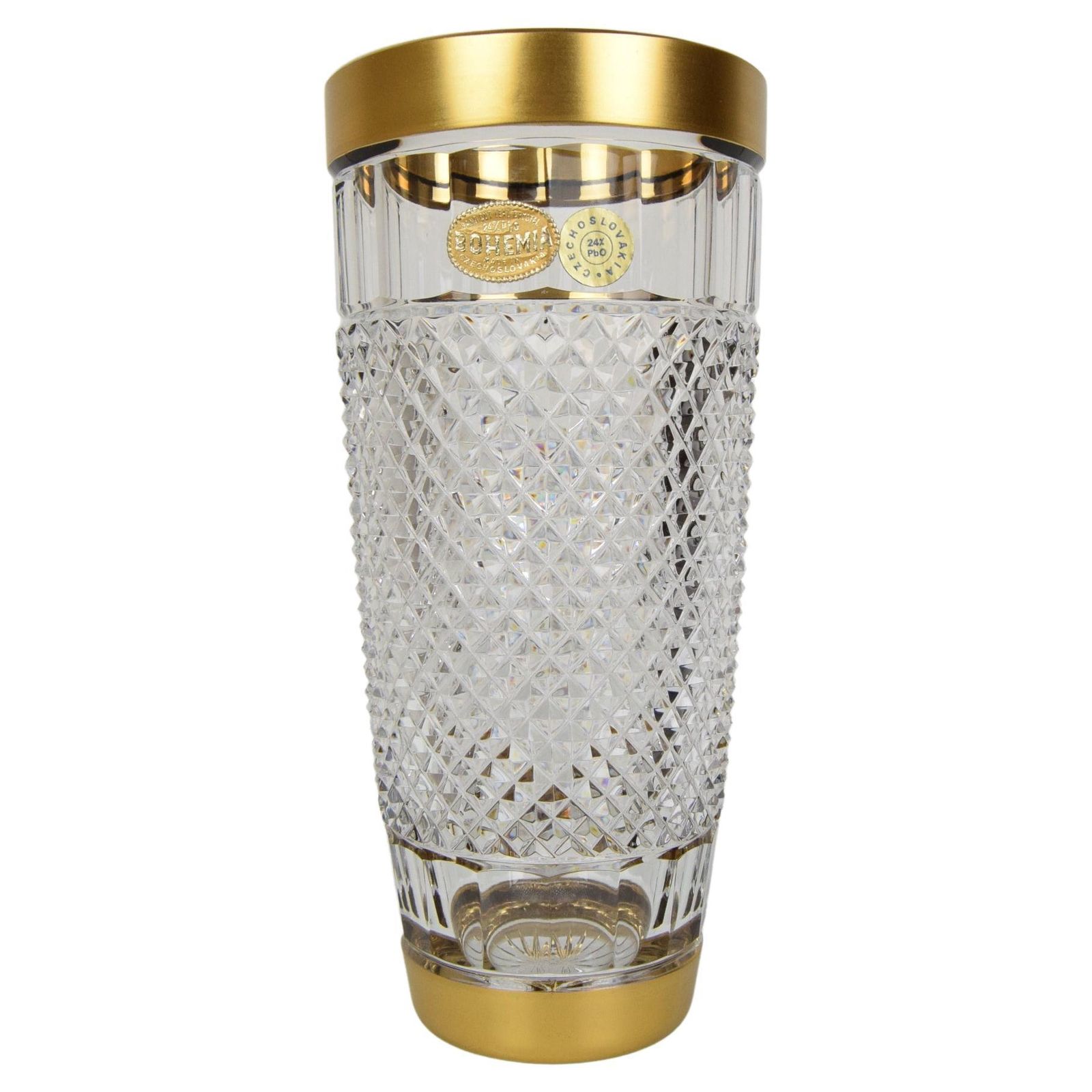 Mid Century Glass Vase,Bohemia Crystal,Circa 1960's.