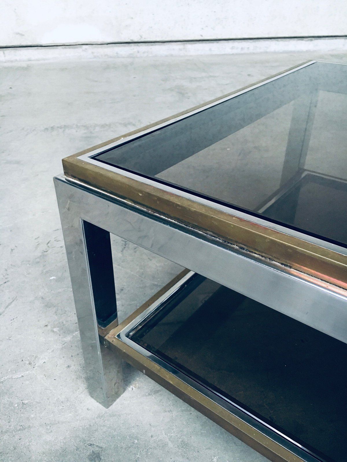 photo buy Hollywood Regency Design Flaminia Two Tier Coffee Table In The Style Of Willy Rizzo, France 1970's