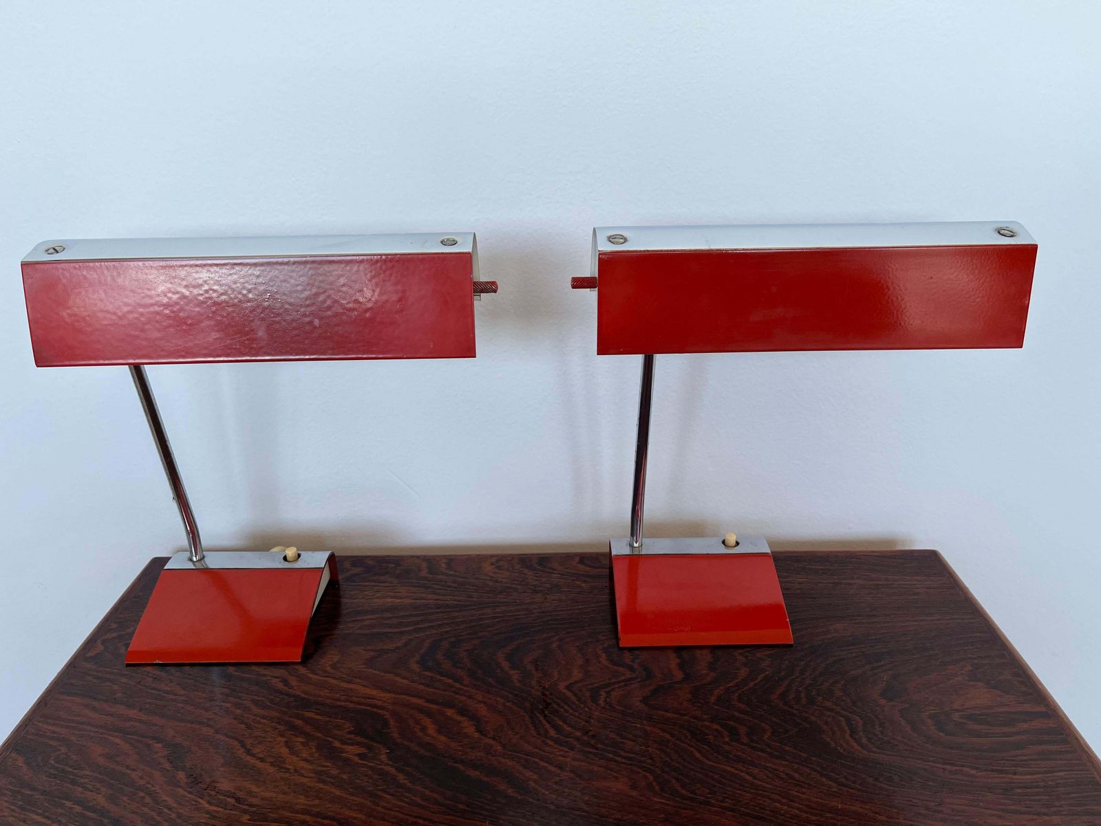 Pair Of Two Design Mid Century Table Lamps By Drupol   1960s / Czechoslovakia photo vintage