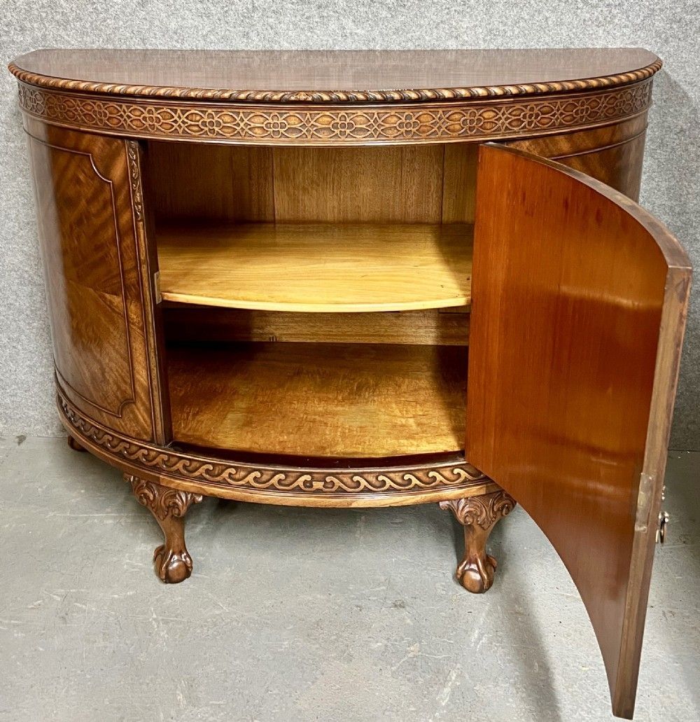Chippendale Style Demi Lune Console Side Cabinet photo for sale