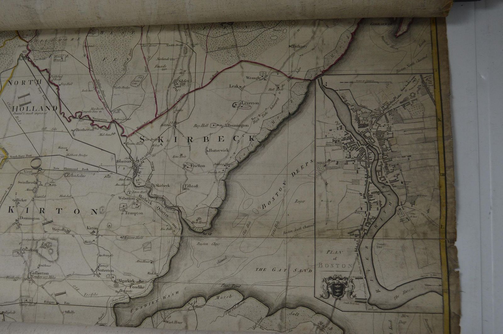 photo for sale Large Scale Antique Scroll Map Of Lincolnshire, England, Dated 1778