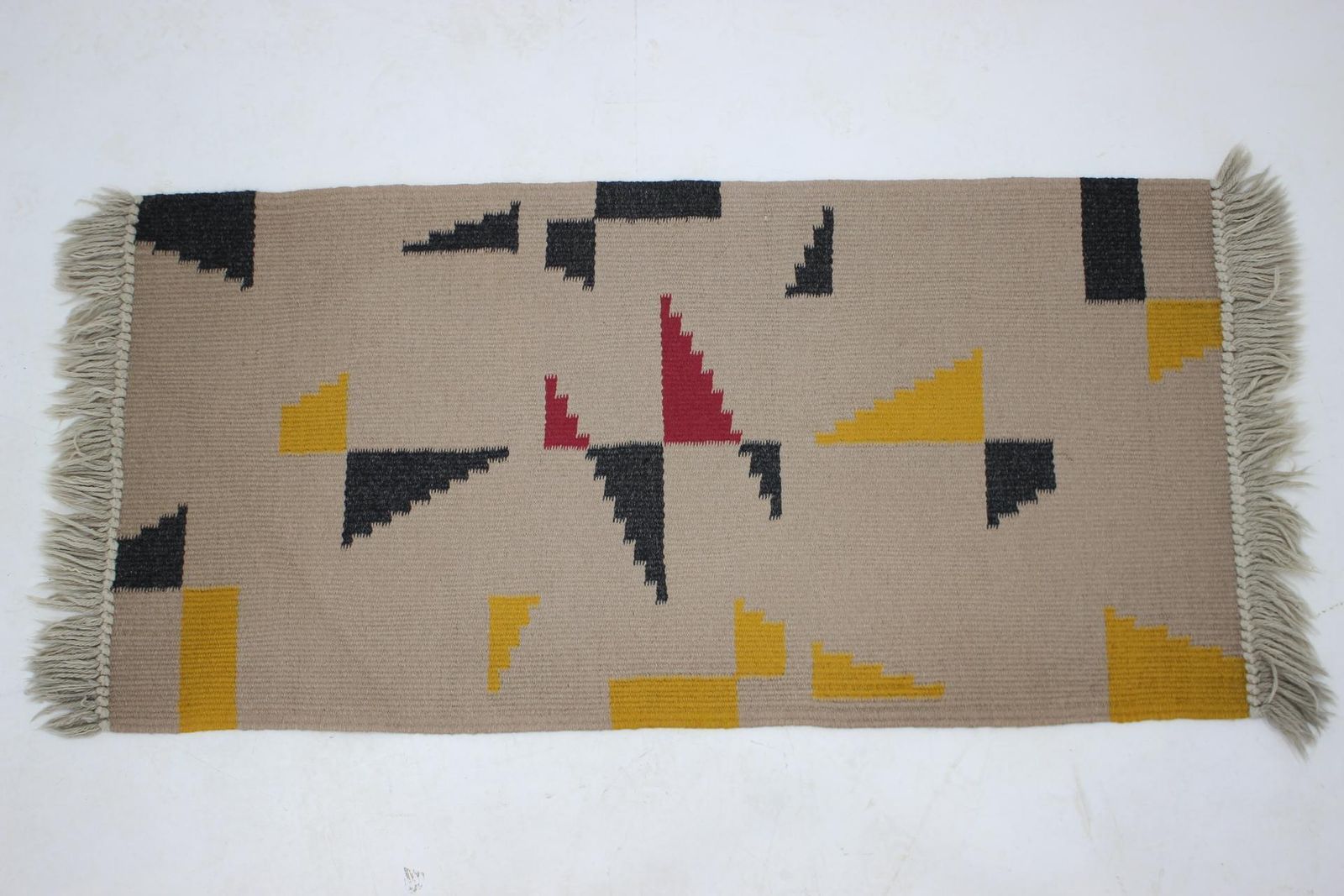 Small Geometric Wool Kilim Carpet Rug In Style Of Antonin Kybal, 1950s photo furniture
