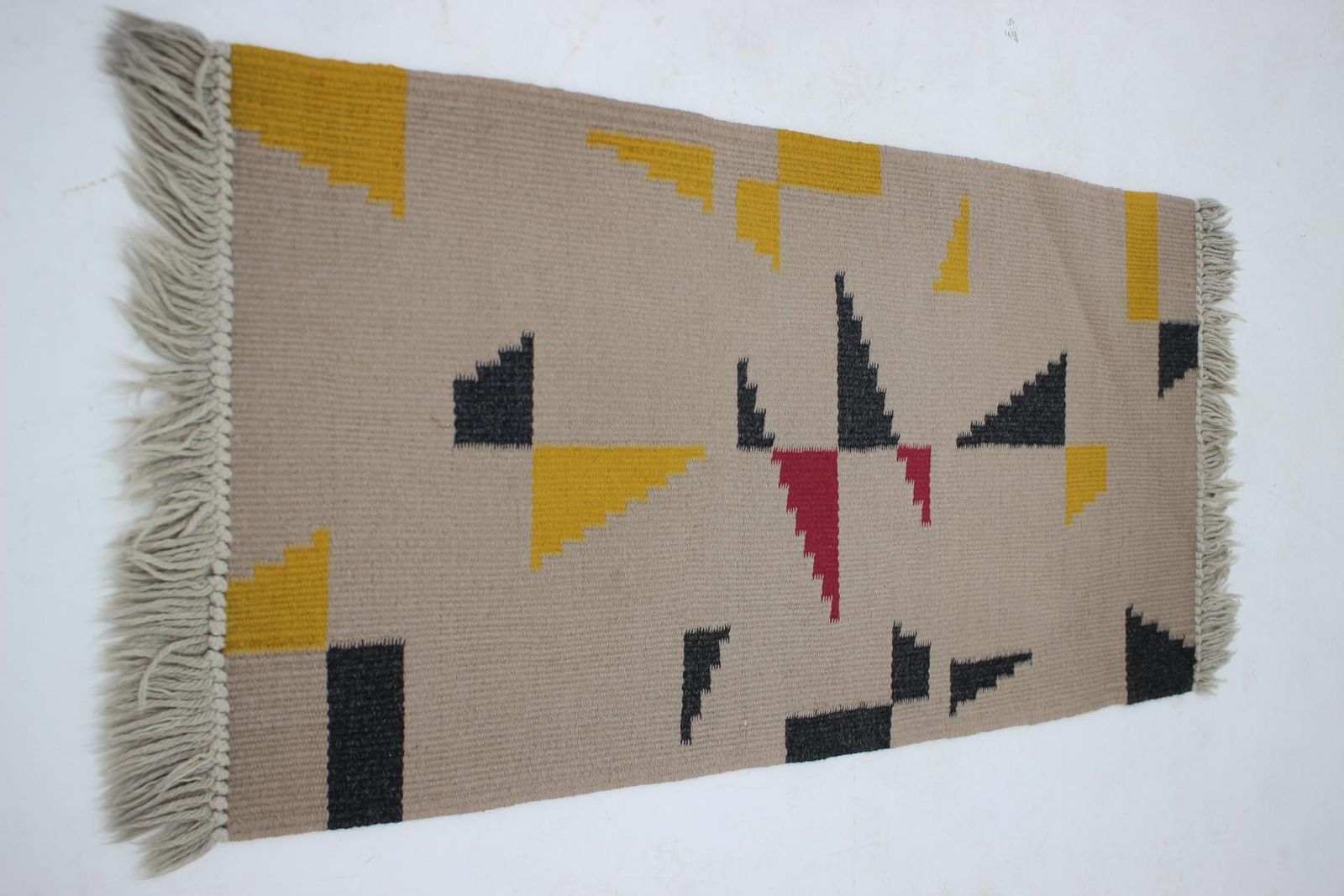 Small Geometric Wool Kilim Carpet Rug In Style Of Antonin Kybal, 1950s photo Textiles