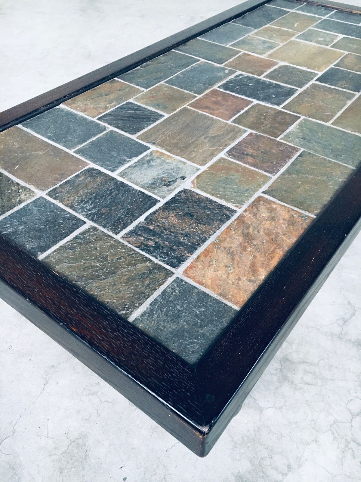 photo vinterior Brutalist Design In Style Slate Tile Inlay Coffee Table, Belgium 1970's
