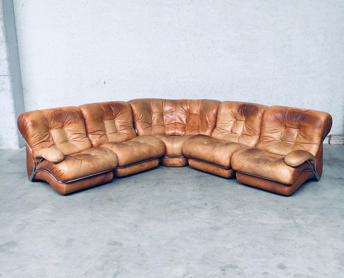 Mid Century Modern Italiaans Design Leren Hoekbank Van Ipe, Italië, Jaren 1970 photo furniture