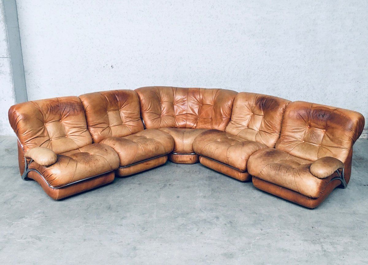 Mid Century Modern Italiaans Design Leren Hoekbank Van Ipe, Italië, Jaren 1970 photo Meubels