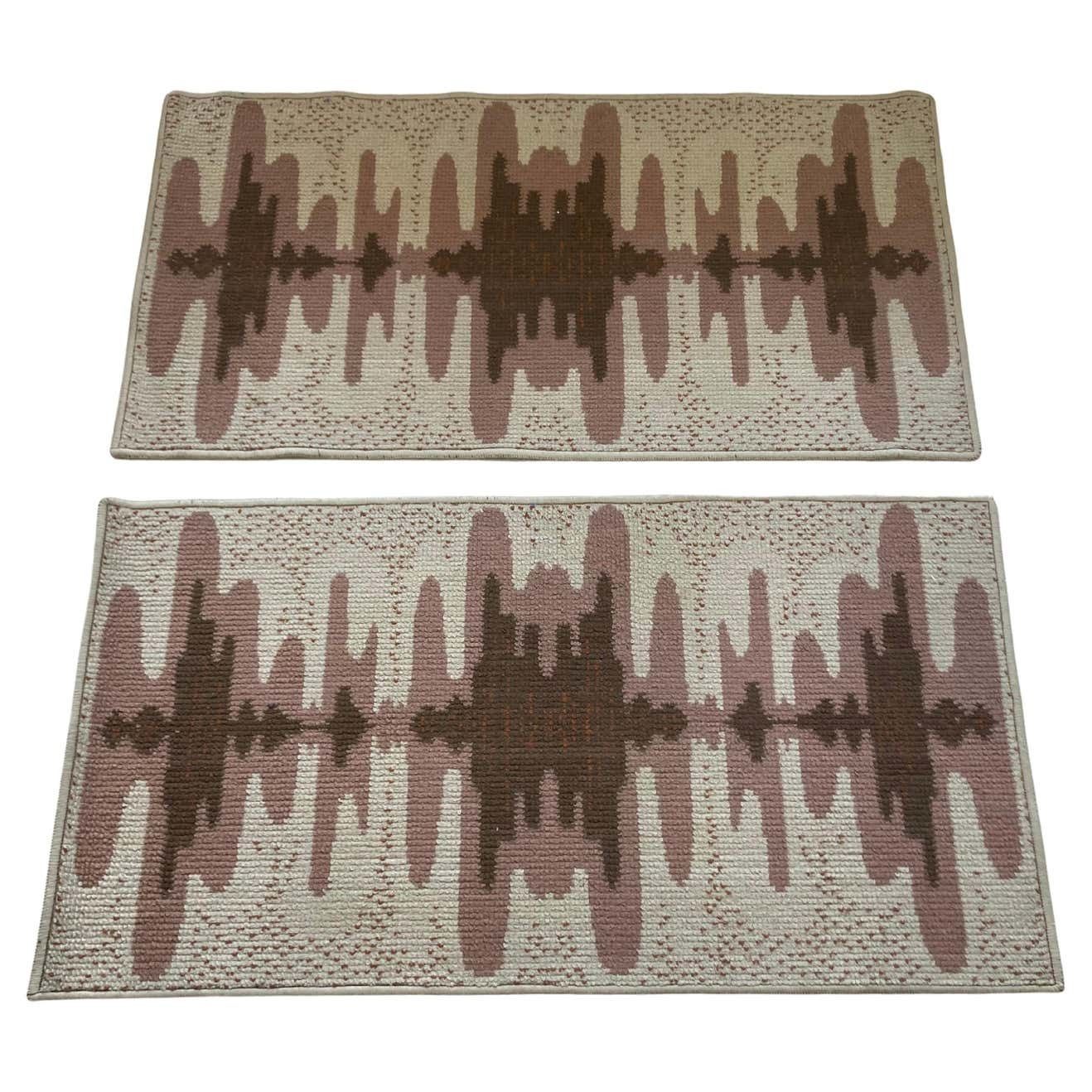 Pair Of Two Design Organic Scandinavian Style Carpets   1970s / Czechoslovakia