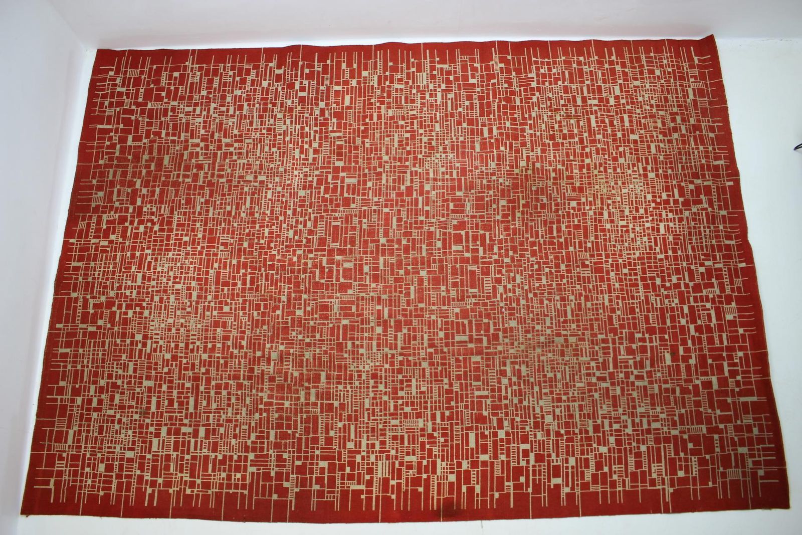 Interesting Big Abstract Geometric Modernist Bouclé Carpet / Rug   Around 1950s photo furniture