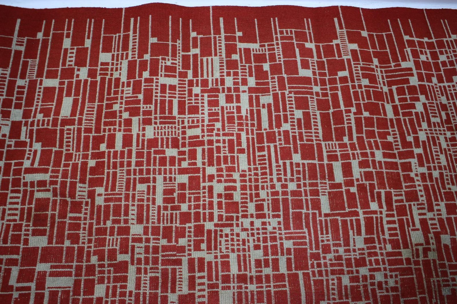 Interesting Big Abstract Geometric Modernist Bouclé Carpet / Rug   Around 1950s photo 2398.0
