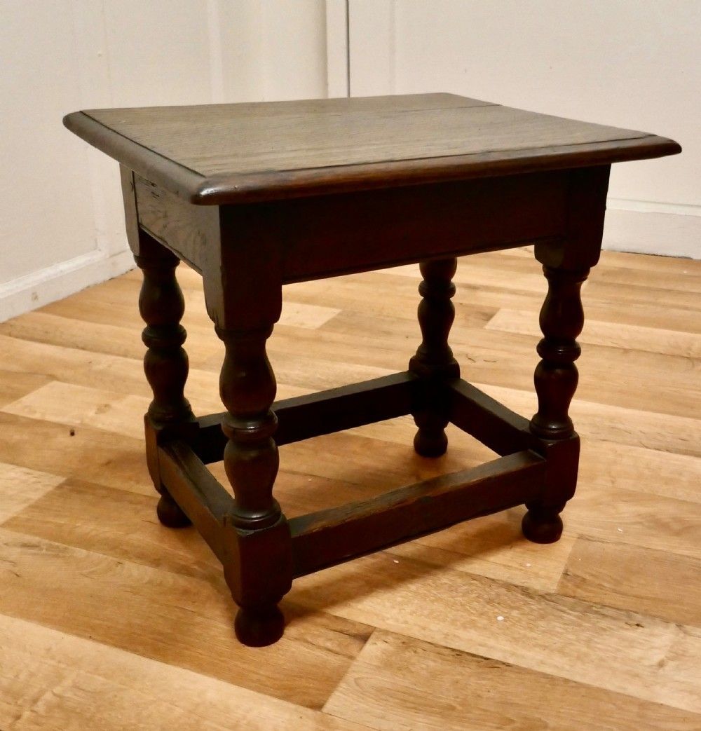 19th Century Oak Joint Stool, Antique
