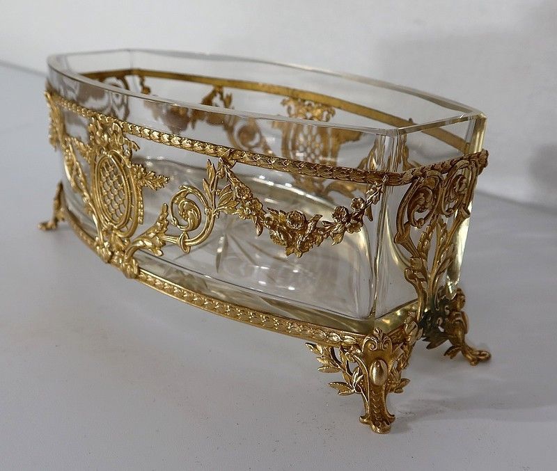 Small Glass And Brass Planter Louis XVI Style 1900 photo for sale