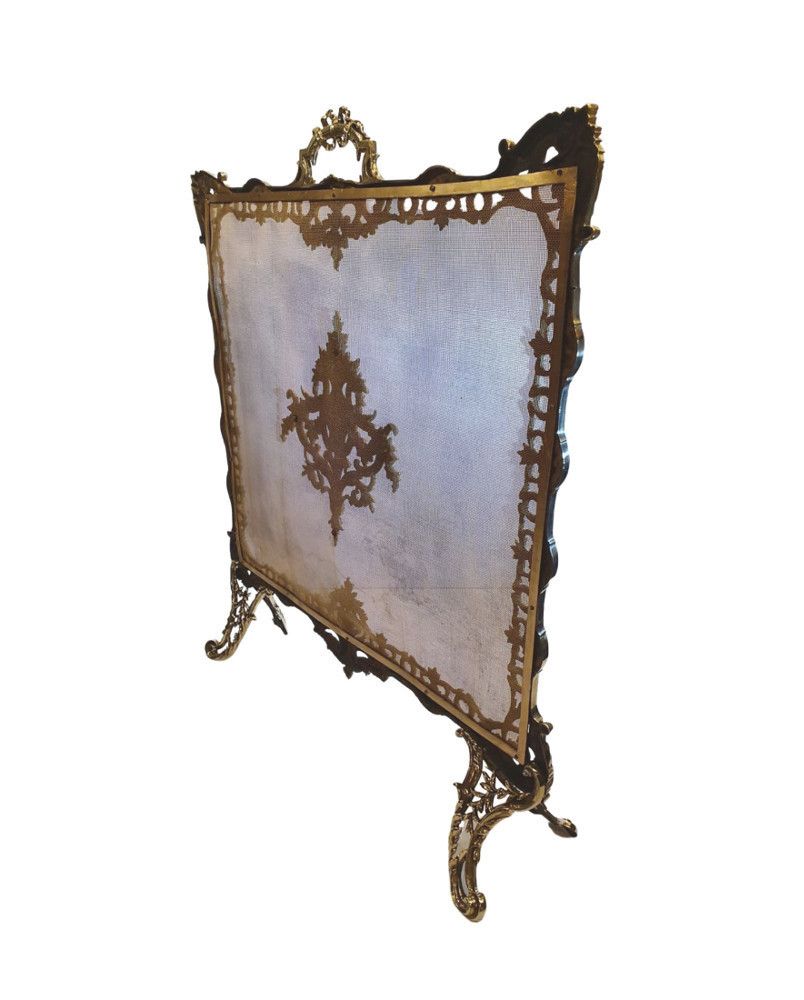 A Gorgeous 19th Century Fully Restored Polished Brass Fire Screen photo 1628.1981