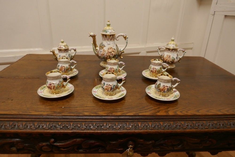 Charming 20th Century Capodimonte Coffee Set