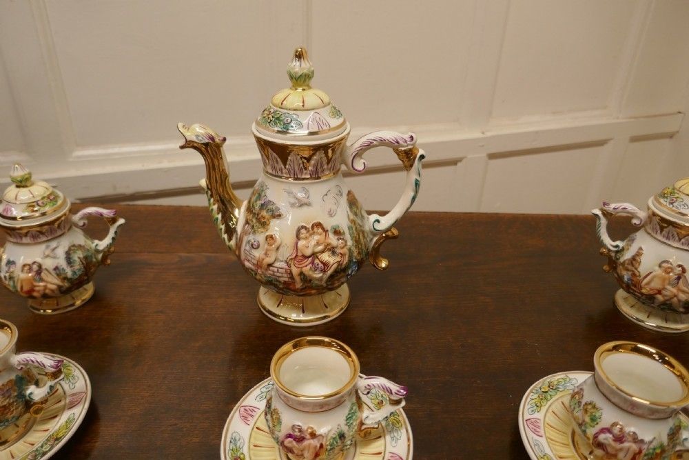 Charming 20th Century Capodimonte Coffee Set photo furniture