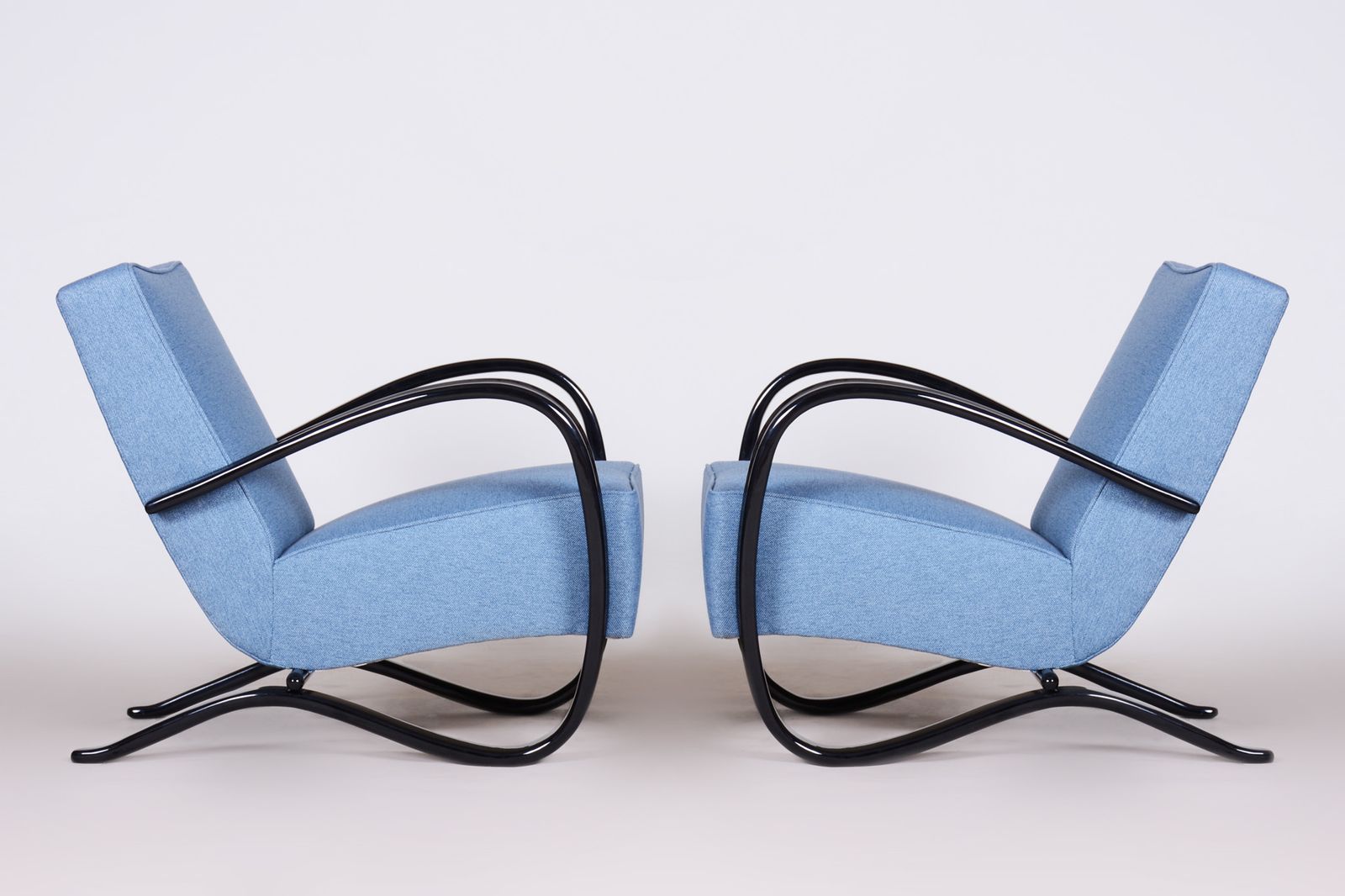 photo for sale Pair Of Blue Halabala Armchairs Made In 1930s Czechia By Up Zavody