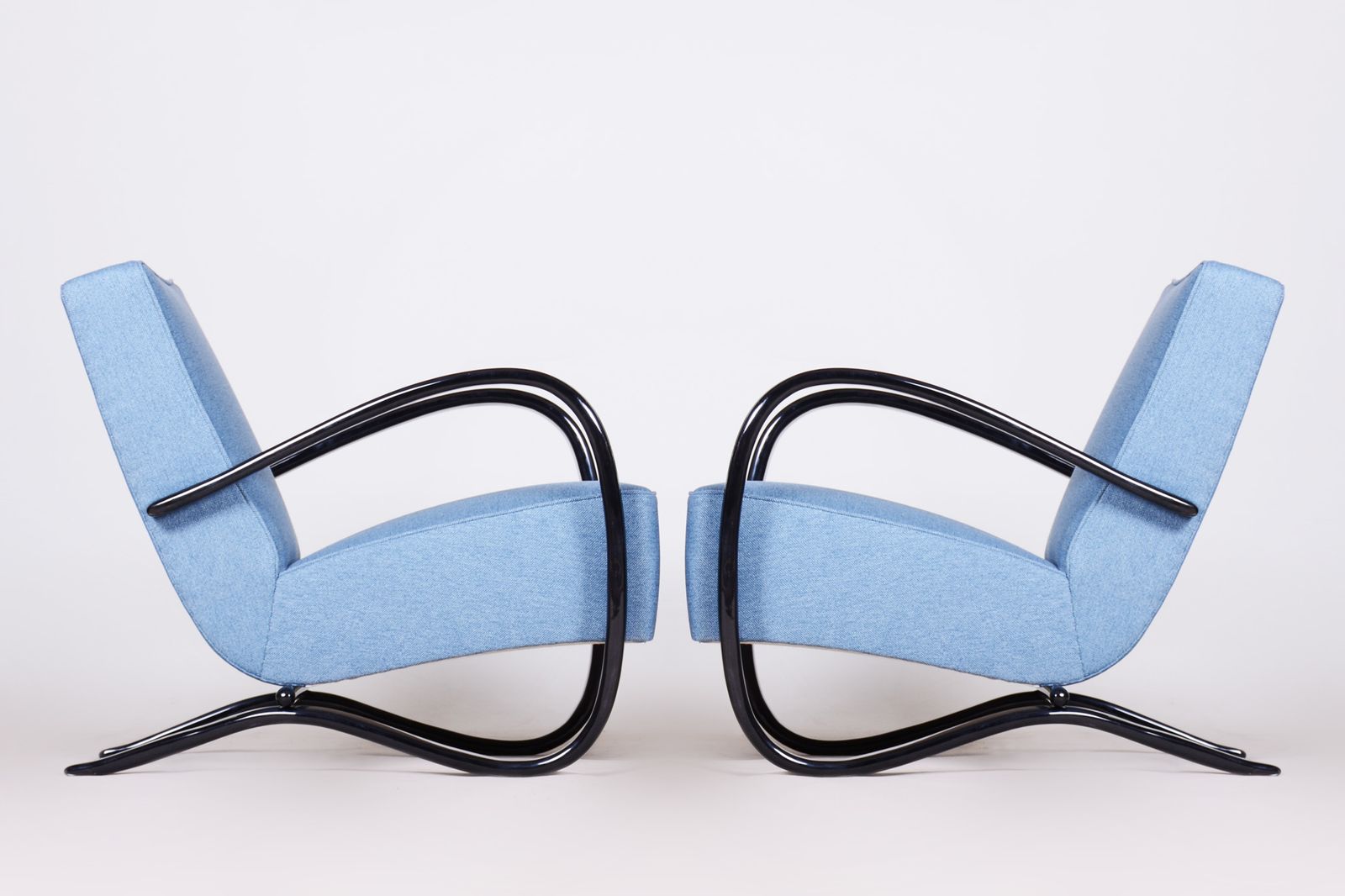 photo buy Pair Of Blue Halabala Armchairs Made In 1930s Czechia By Up Zavody