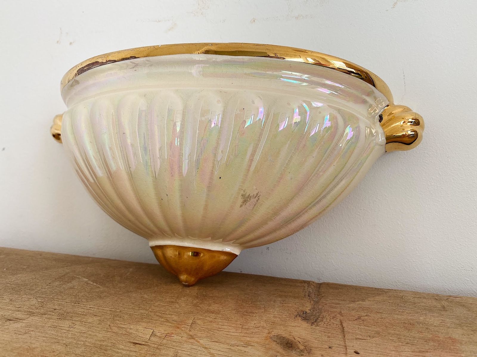Art Deco, Cream Lustre, Wall Pocket Made By Sadler photo for sale