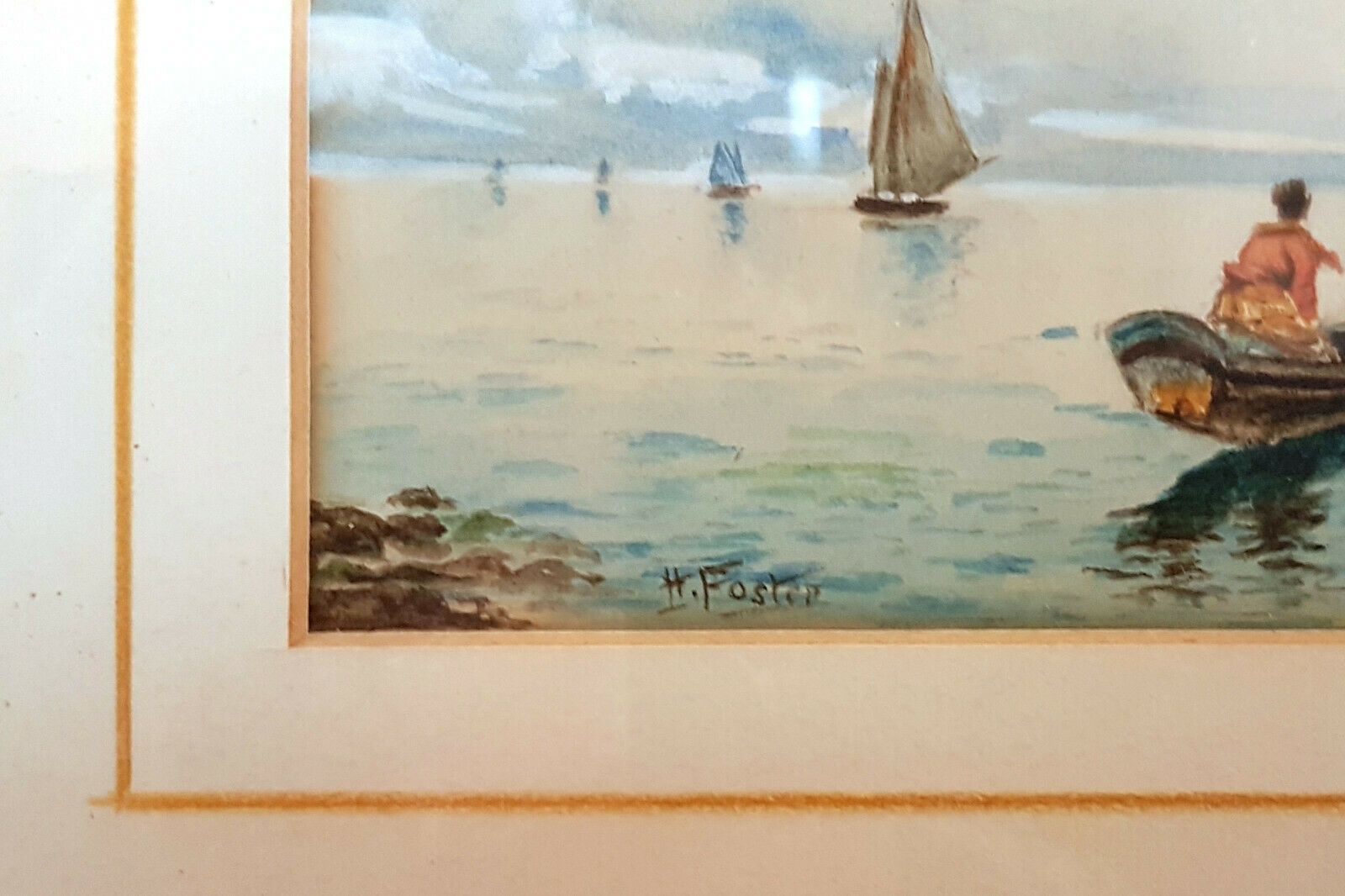 Watercolour By H Foster. Waving From The Jetty photo for sale