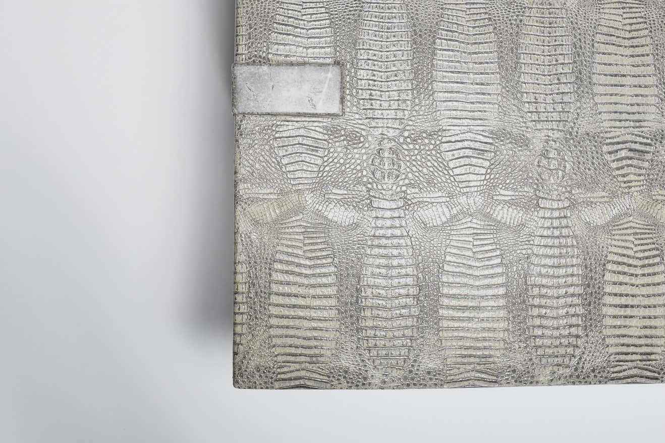 1970s Faux Crocodile Skin And Marble Coffee Table photo vintage