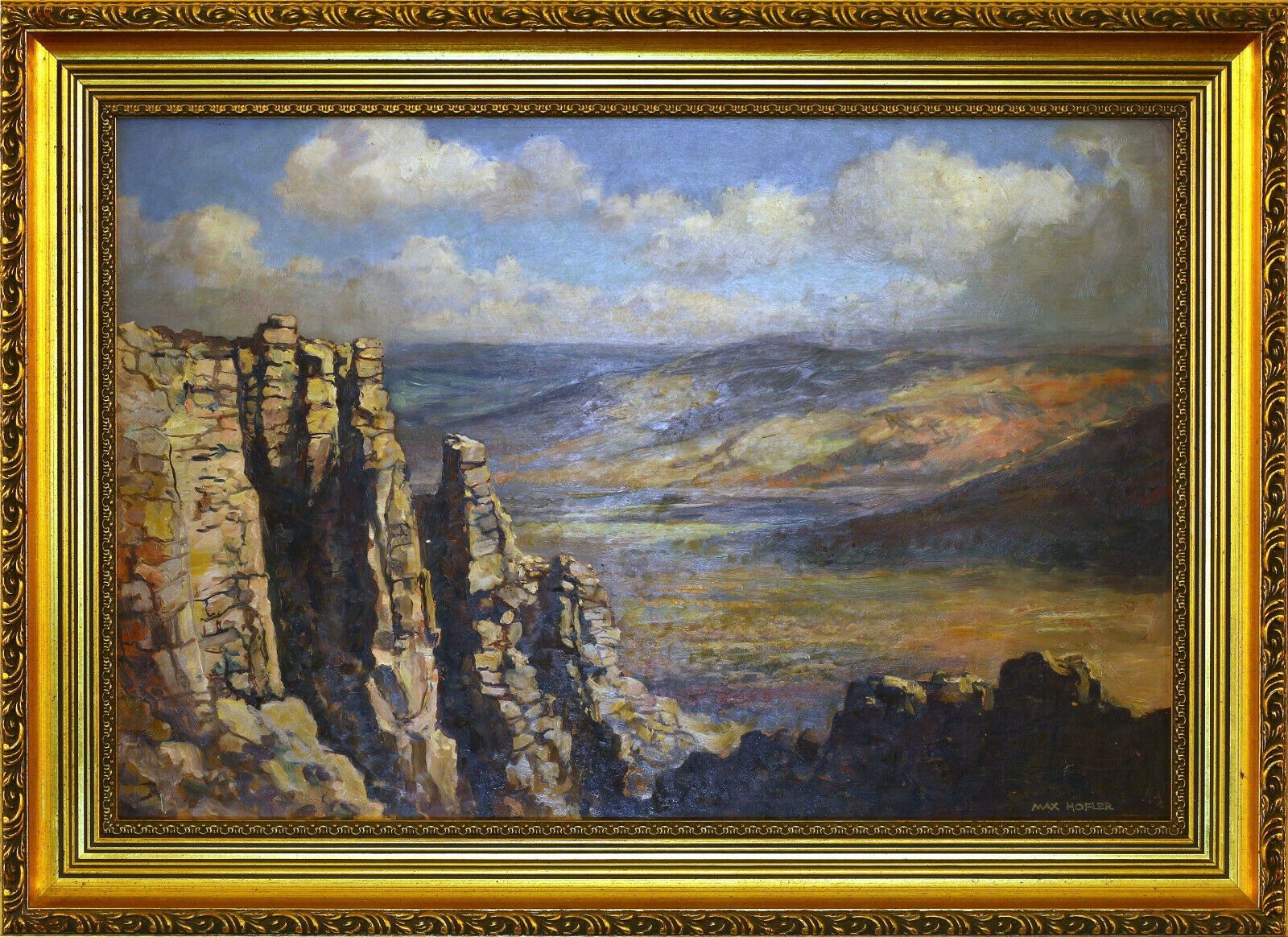 Oil On Board Signed Max Hofler. Rocky Landscape, Possibly Middleton Quarry.