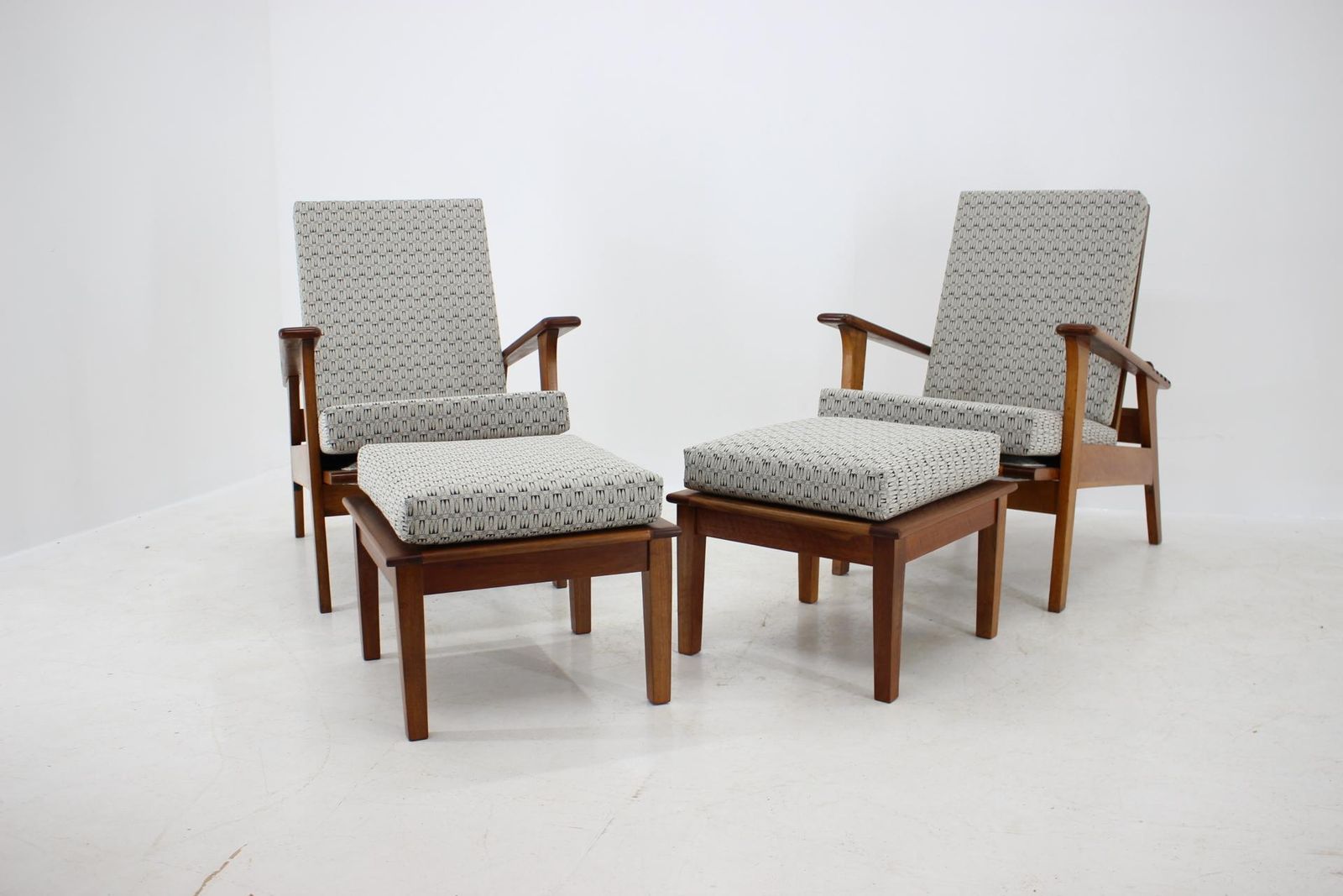 1930s Pair Of Antonin Heythum Very Rare Armchairs And Stools, Czechoslovakia photo furniture