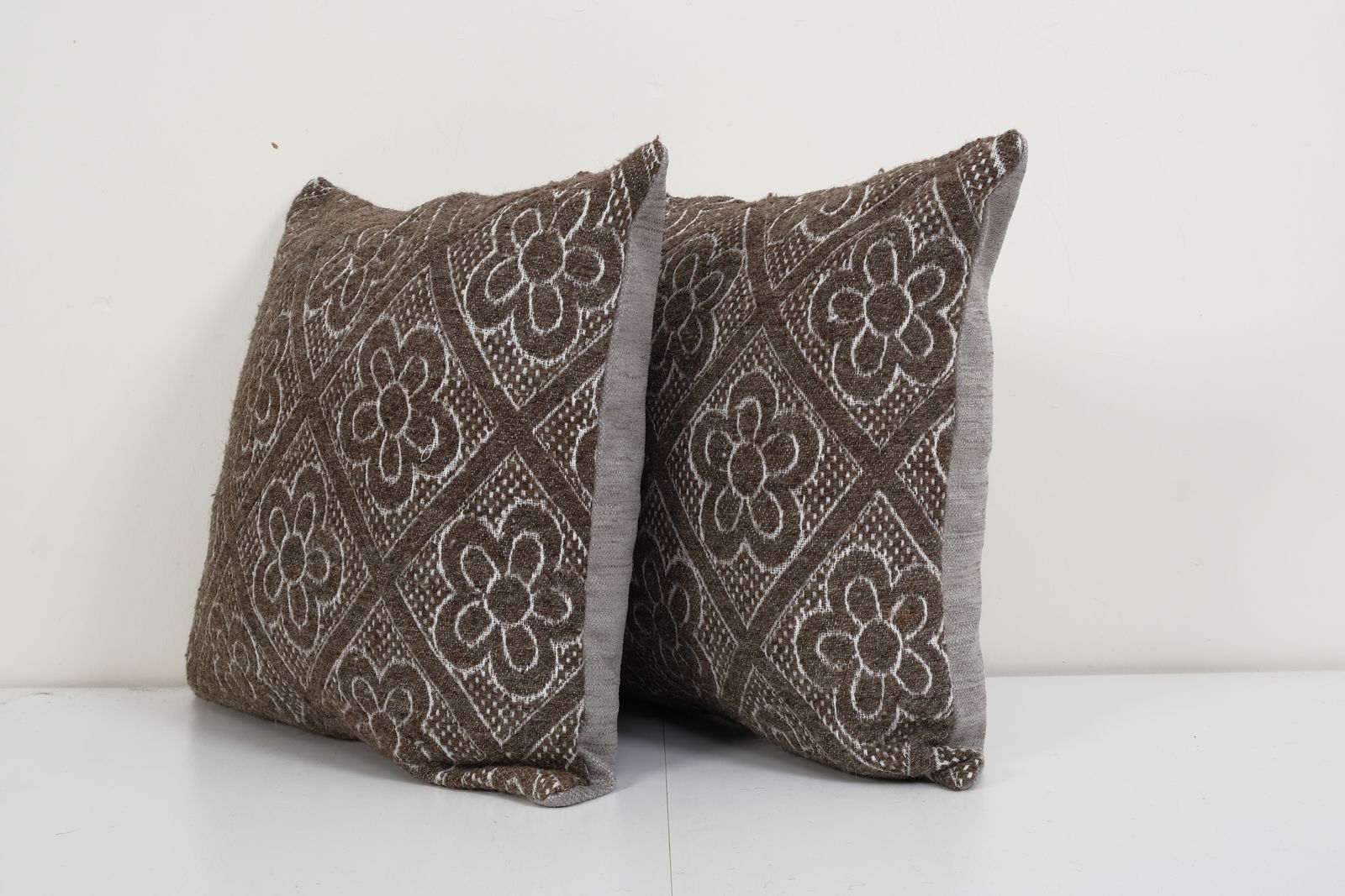 Vintage Turkish Handmade Large , Pair Flat Weave Kilim  Pillow, Set Of Two Wool Anatolian Pillow Cushion Case 20" X 20" photo furniture