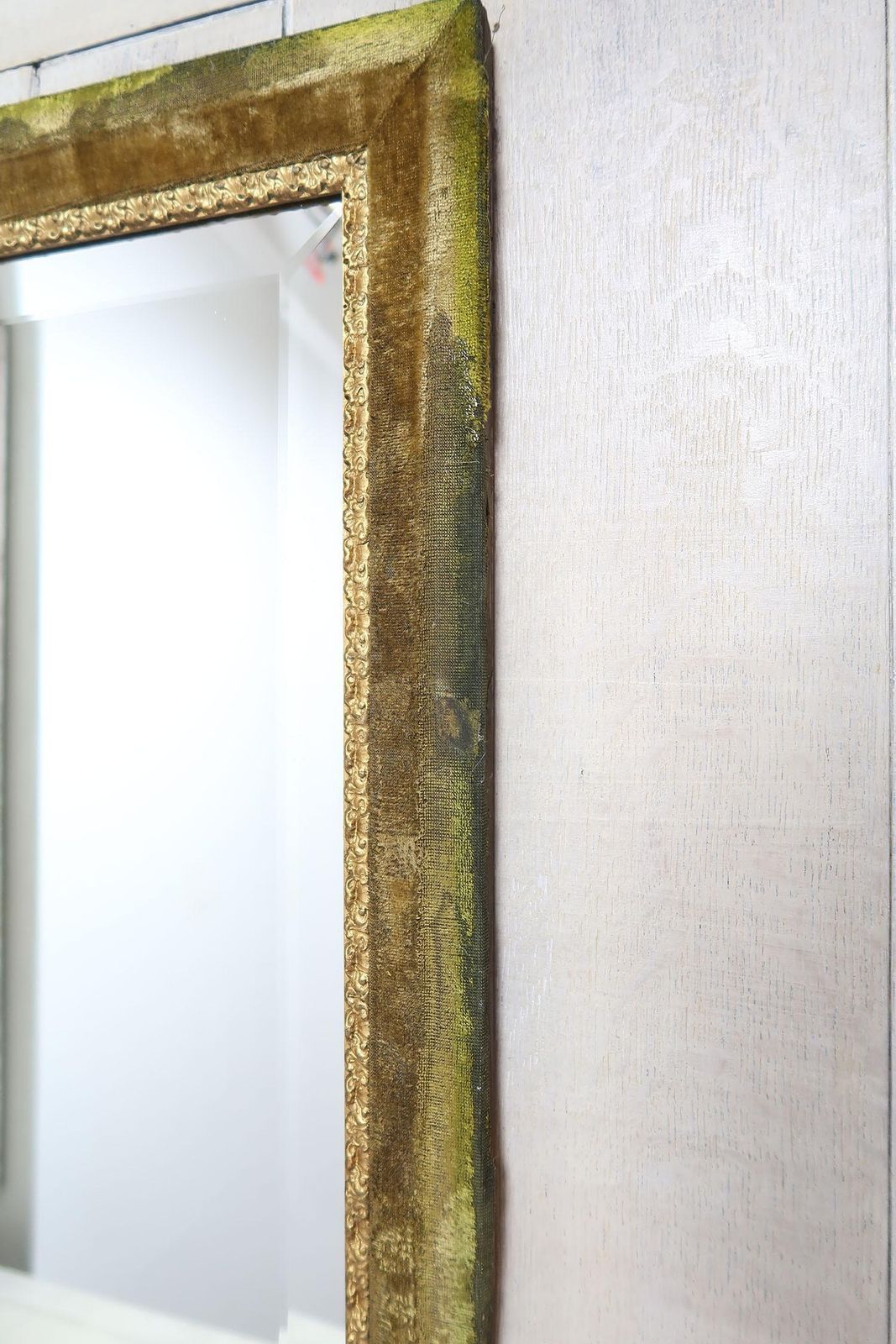 Antique Green Velvet And Parcel Gilt Wall Mirror photo buy