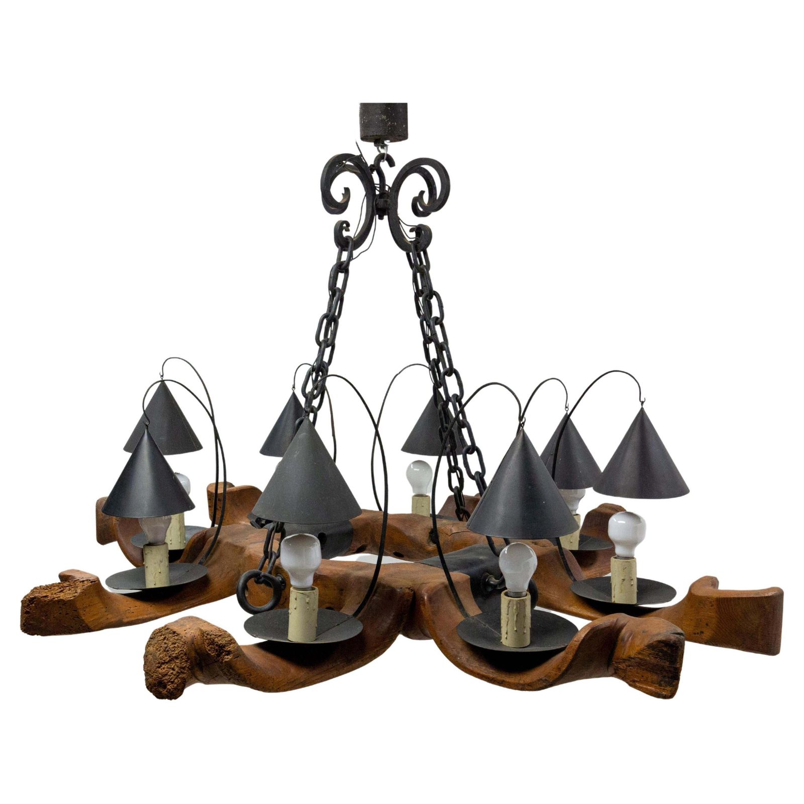 French One Of A Kind Midcentury Four Yokes Chandelier Pendant Light Mid Century