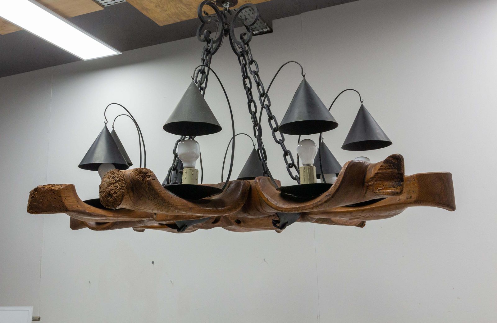 French One Of A Kind Midcentury Four Yokes Chandelier Pendant Light Mid Century photo Lighting