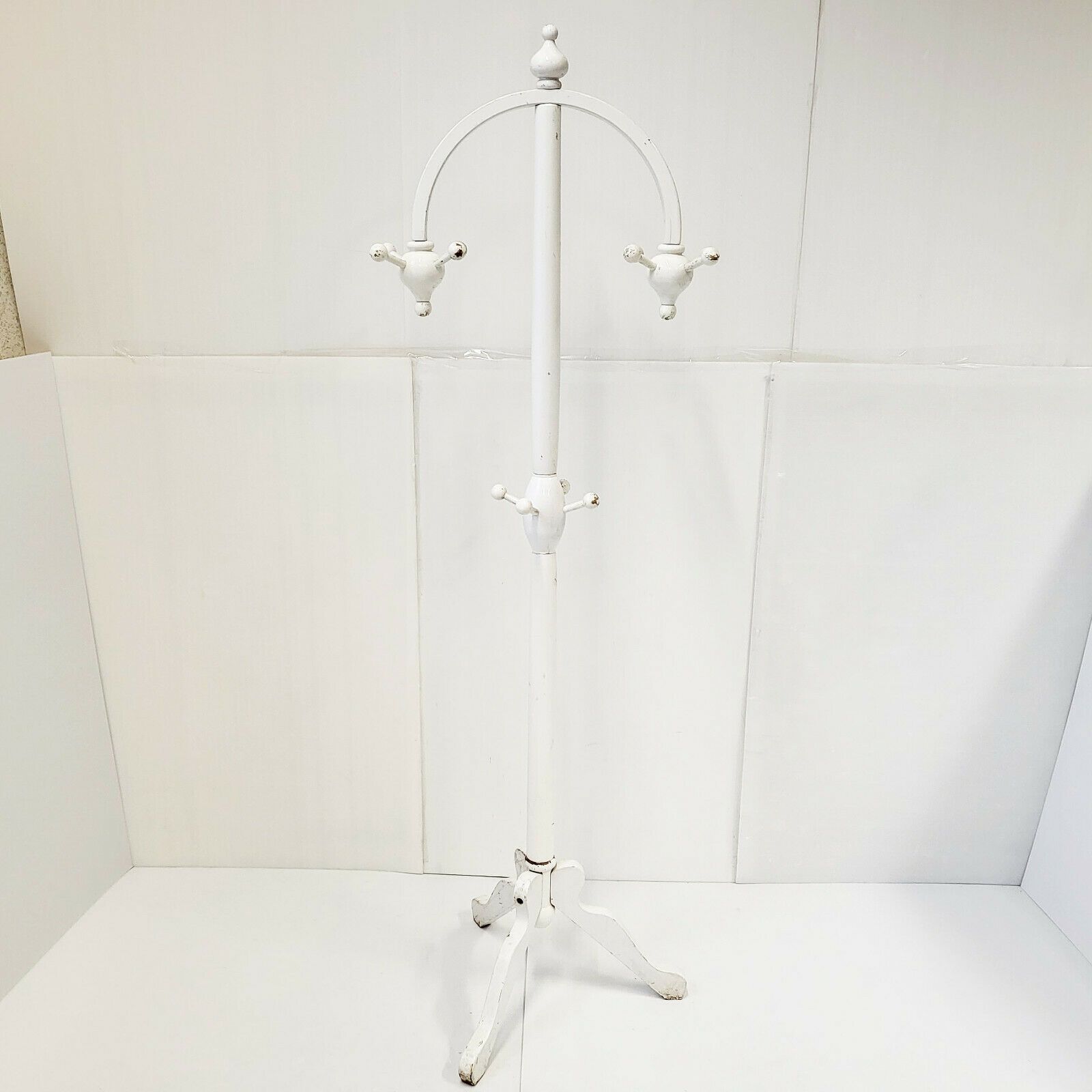 Coat Rack Vintage Coat Rack 1950 White Lacquered Wood 50s 1950s Sputnik photo furniture
