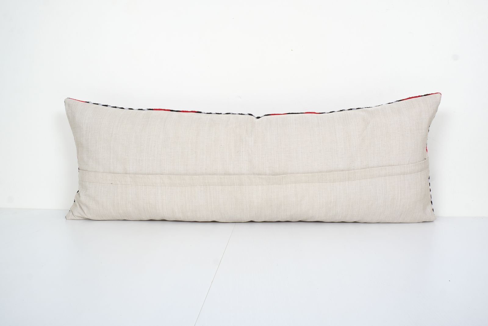 Red Silk Ikat Velvet Pillow, Extra Long Ikat  Cover With Geometrical Design, Hippie  Pillow 15" X 40" photo Textiles