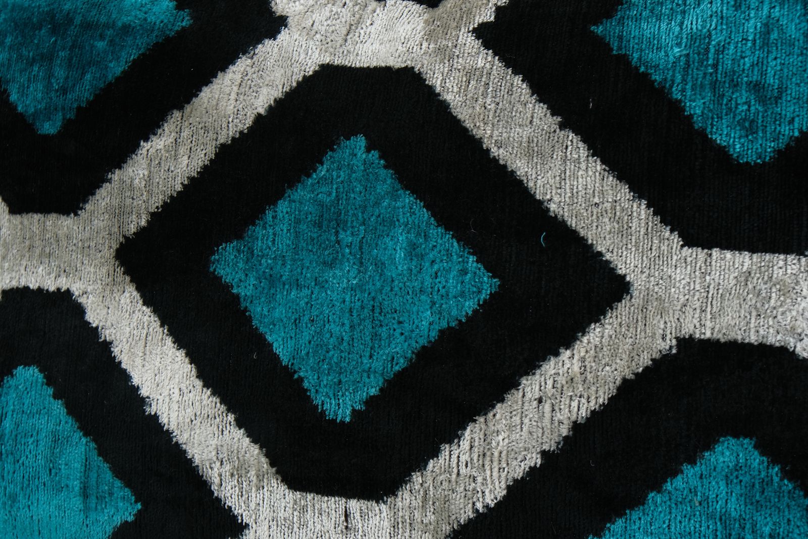 Blue Silk Ikat Velvet Pillow Cover, Pair Handloom Ikat Lumbar Cushion Cover, Matching Decorative Pillowcase 16" X 22" photo for sale