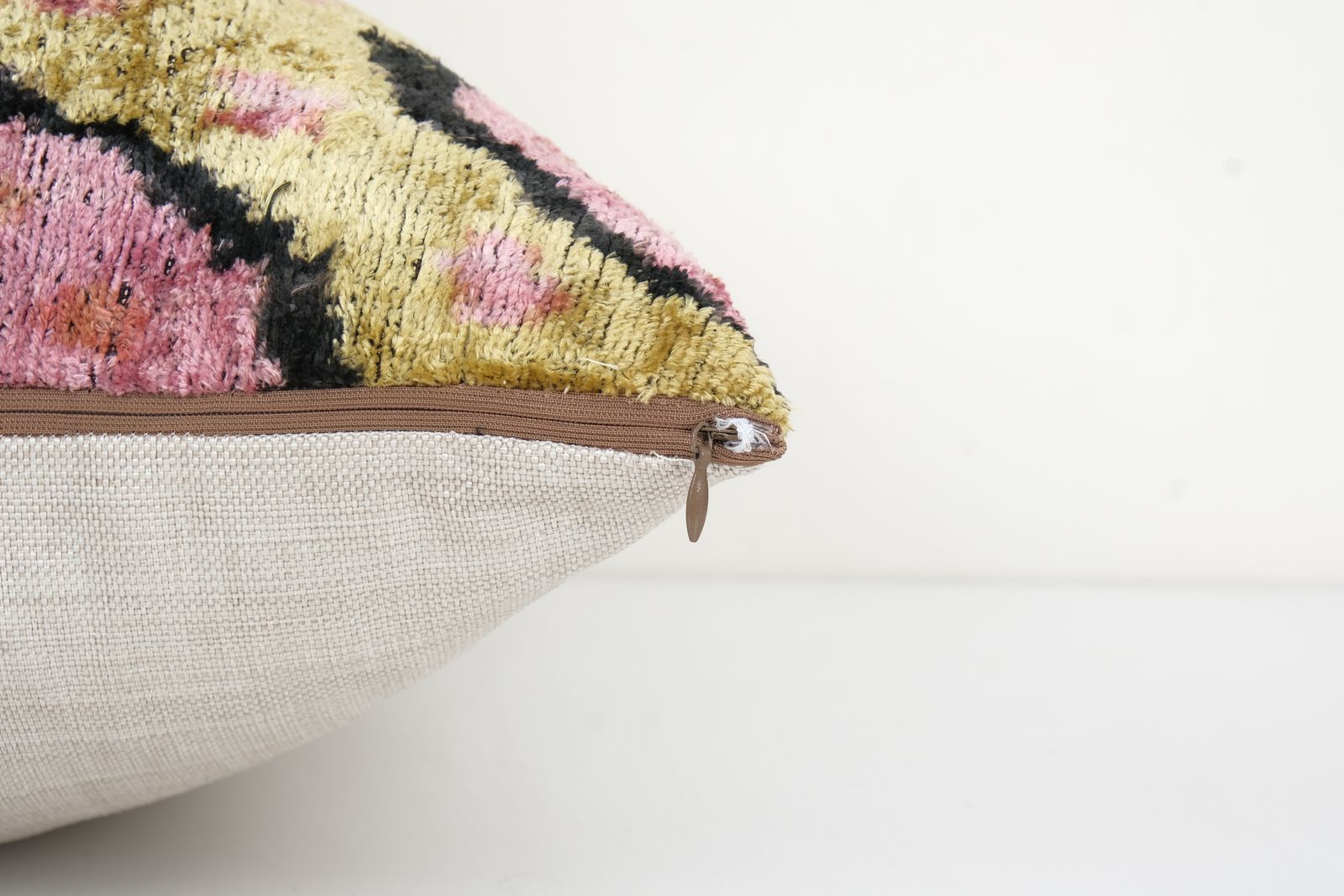 Pink Silk Ikat Velvet Pillow, Christmas Gift Cushion, Tribal Square Silk Ikat Pillow 20" X 20" photo furniture