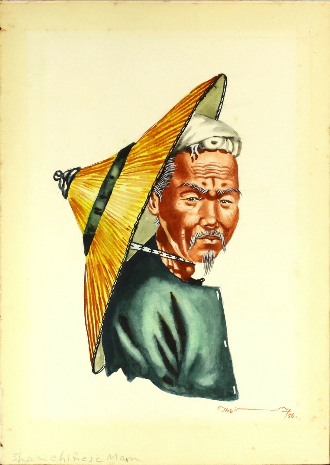 Watercolour By Thein Han Shan Chinese Man