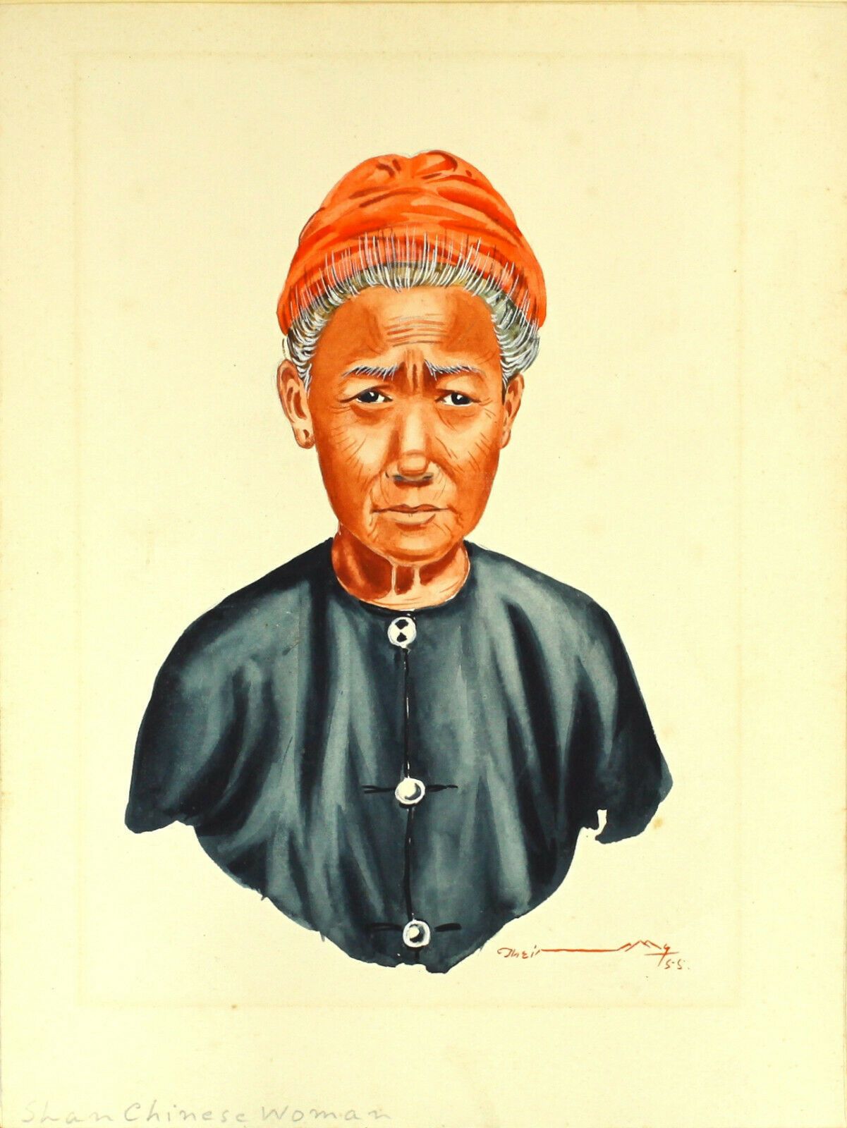 Watercolour By Thein Han Shan Chinese Woman