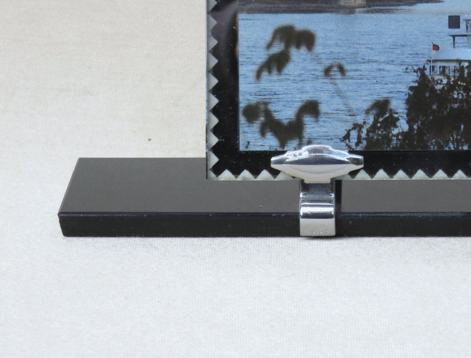 Art Deco Black Glass & Chrome French Picture Frame photo 1654.1