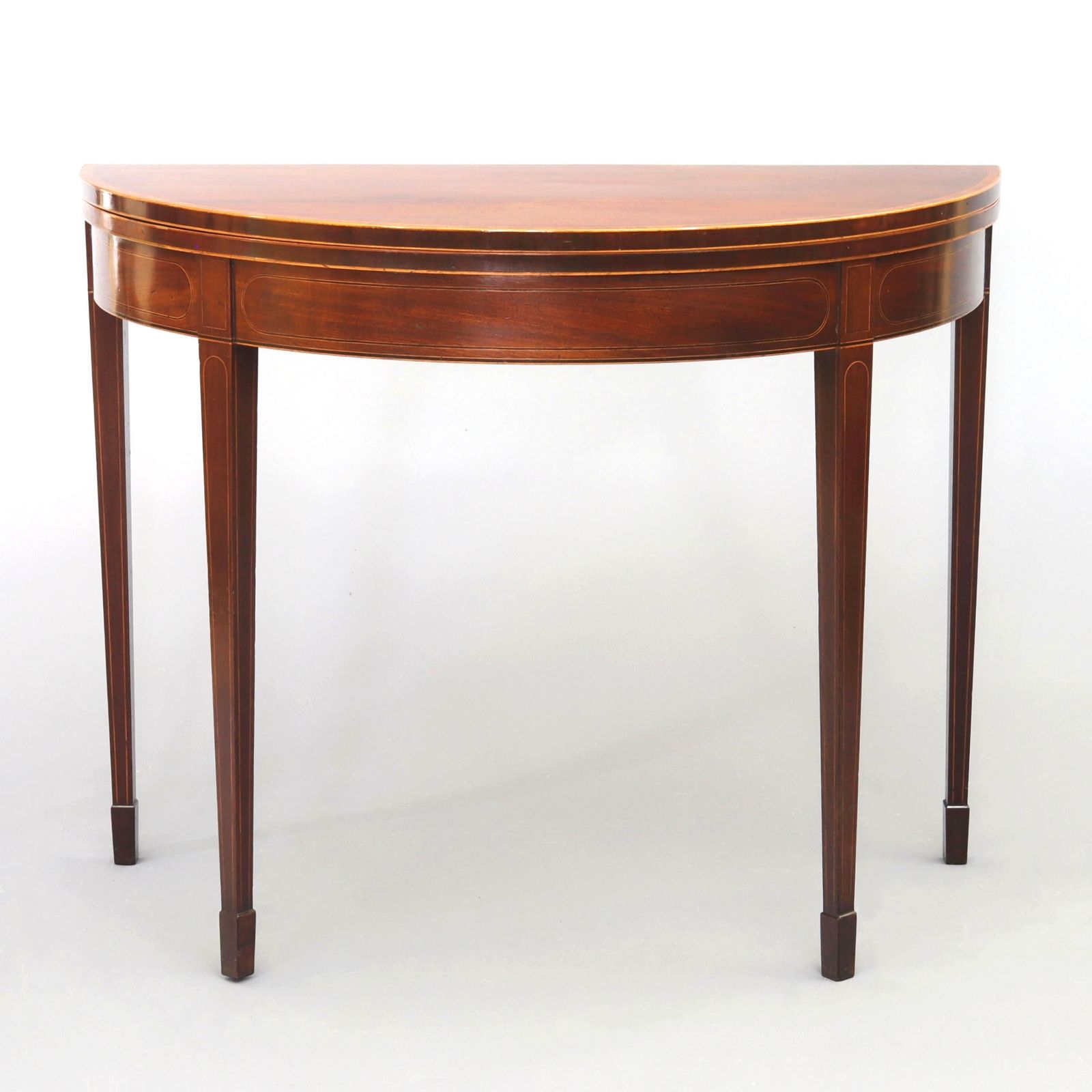 George III Mahogany Demi Lune Card Table With Boxwood Inlay C1790 photo Furniture