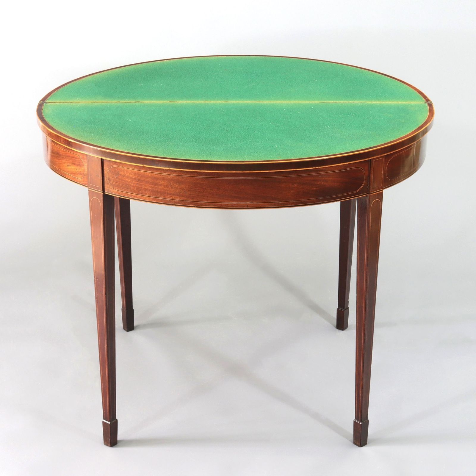 photo furniture George III Mahogany Demi Lune Card Table With Boxwood Inlay C1790