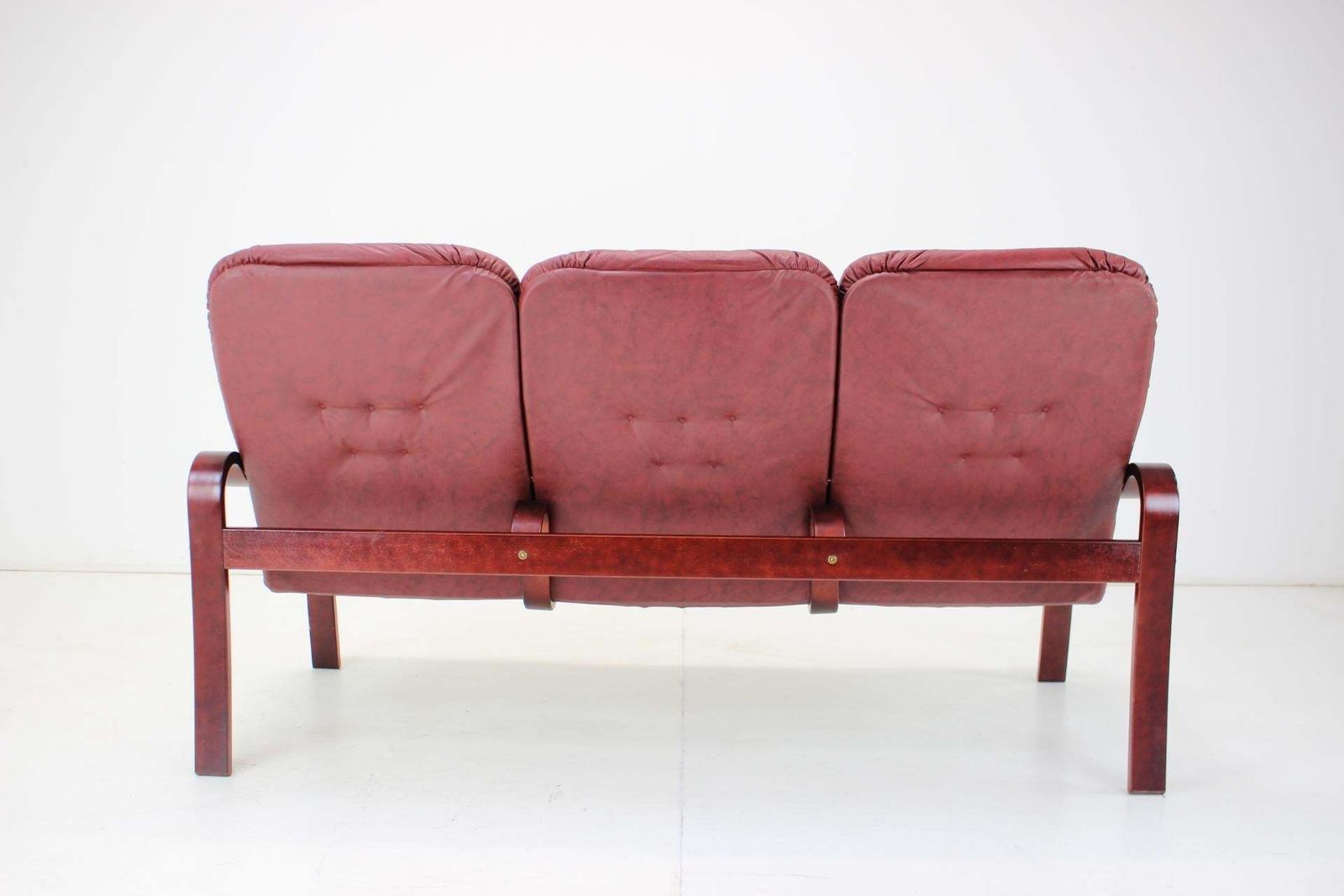 1980 Three Seater Leather Sofa, Ton Czechoslovakia photo vintage