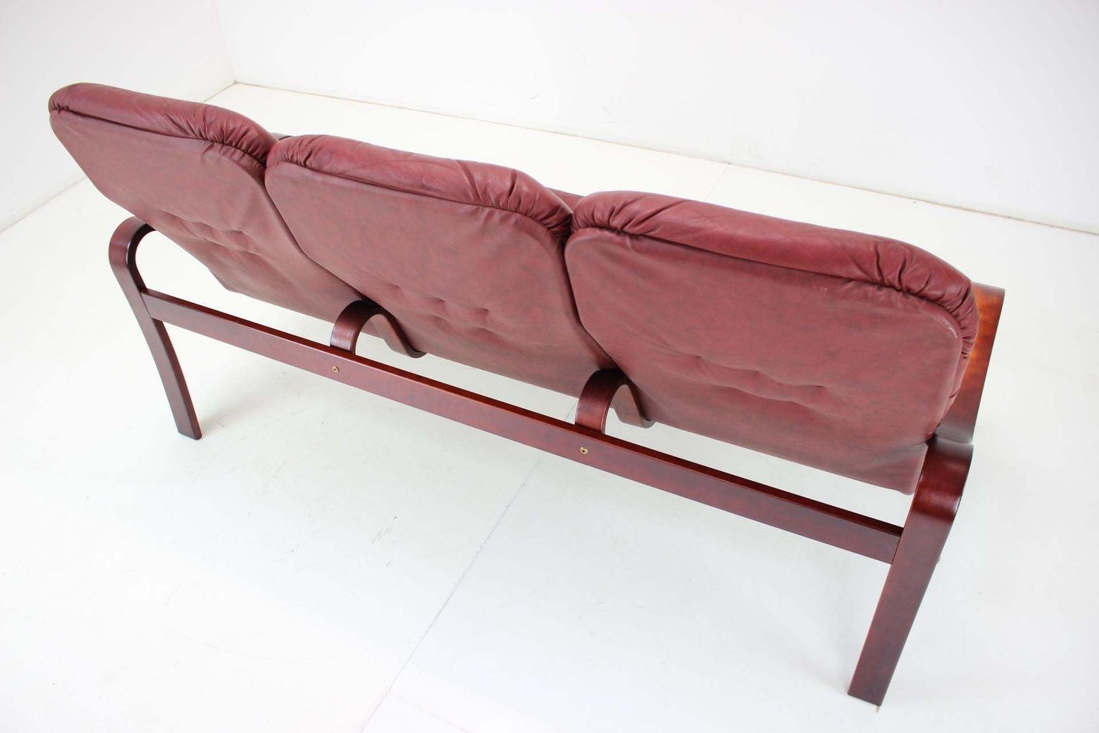 photo furniture 1980 Three Seater Leather Sofa, Ton Czechoslovakia
