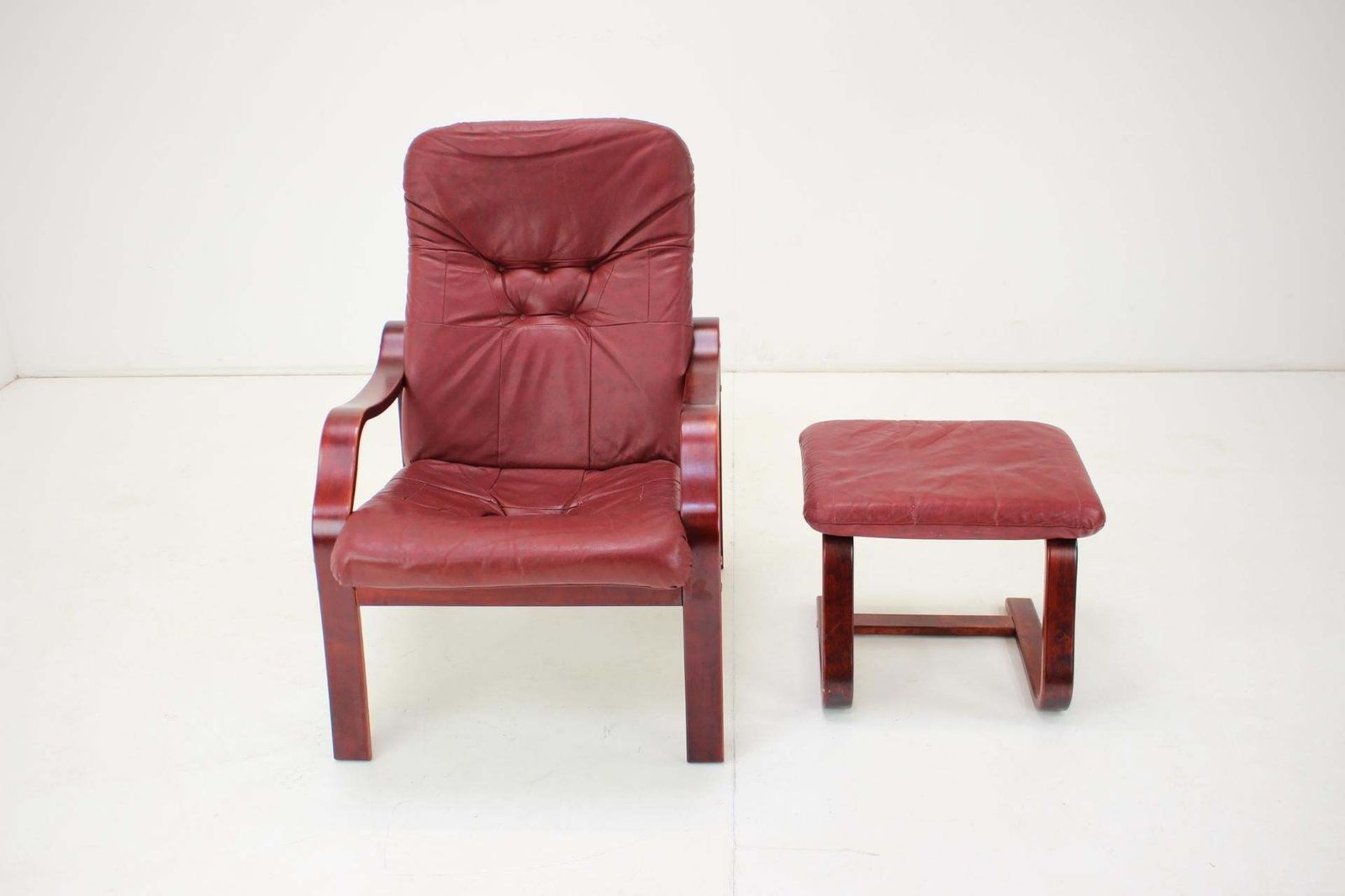 1980 Leather Armchair With Footrest, Ton Czechoslovakia photo furniture