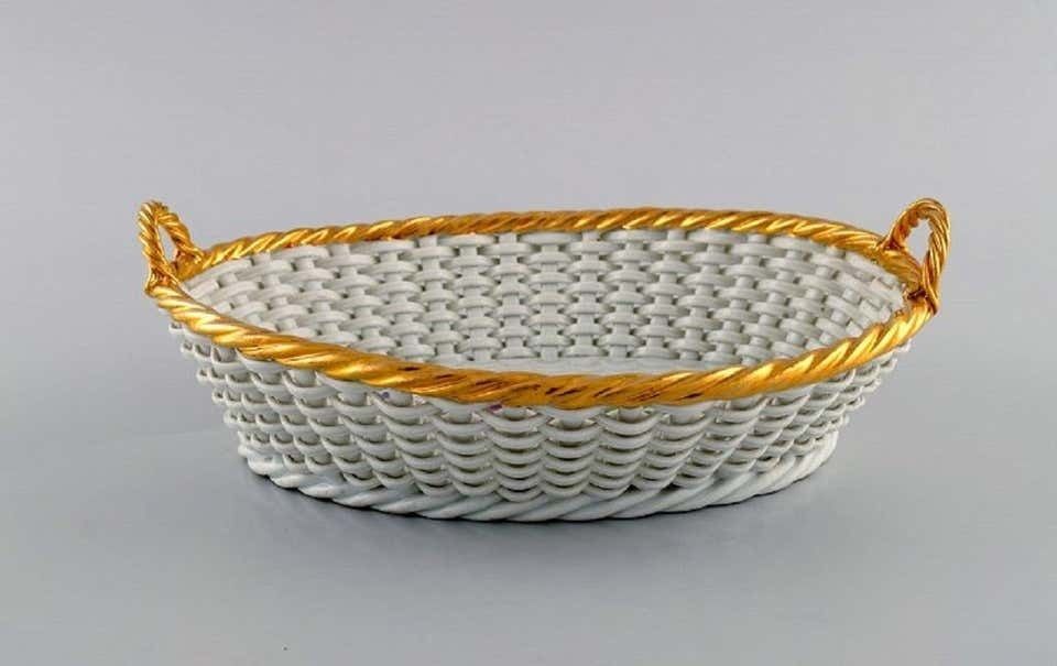 Antique Meissen Braided Porcelain Basket With Handles, Late 19th C photo furniture