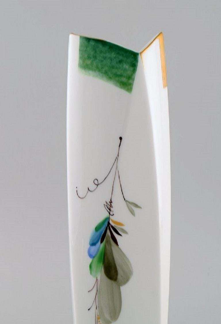 Modernist Cosmopolitan Meissen Vase In Hand Painted Porcelain, 1970s / 80s photo furniture