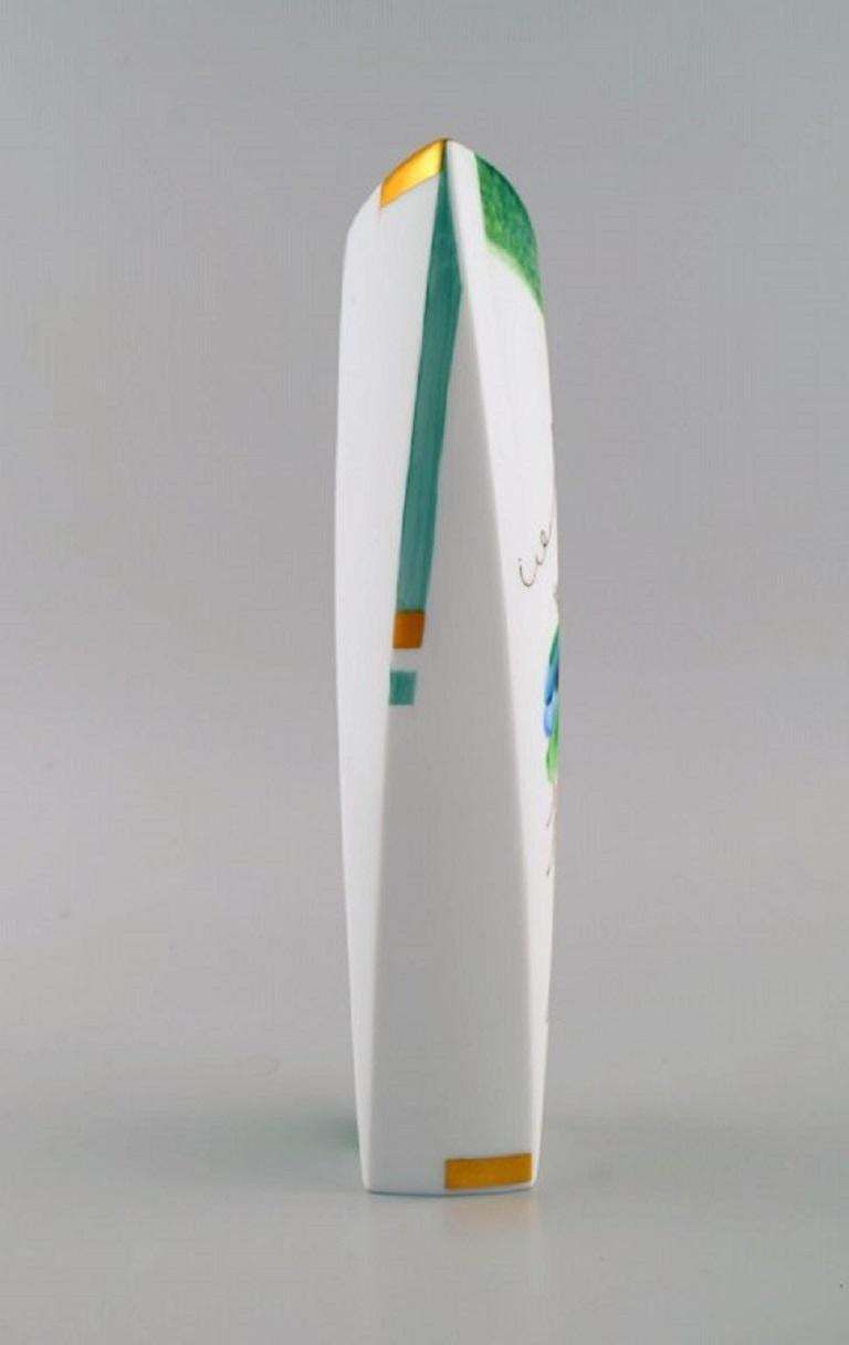 Modernist Cosmopolitan Meissen Vase In Hand Painted Porcelain, 1970s / 80s photo Home Decor