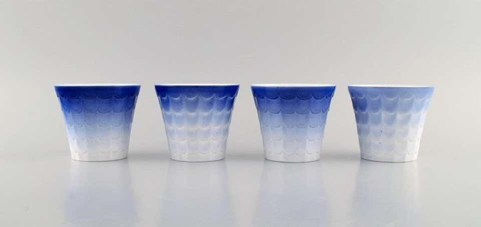 Wilhelm Kåge For Gustavsberg, Four Art Deco Herb Pots In Glazed Porcelain photo for sale