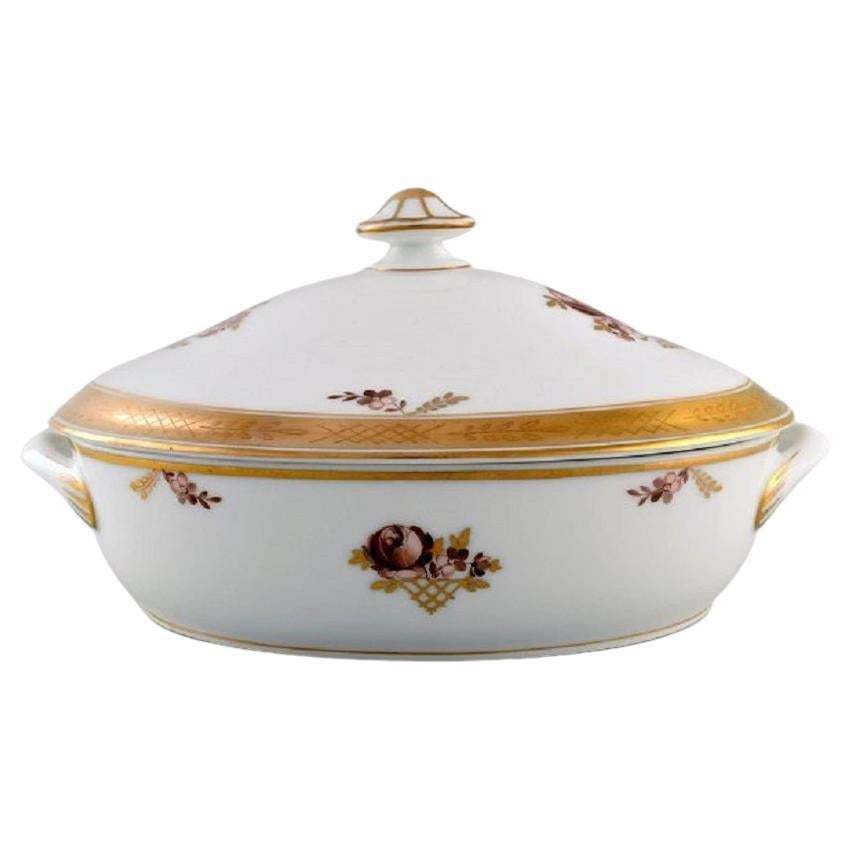 Royal Copenhagen Golden Basket Lidded Tureen In Porcelain With Flowers